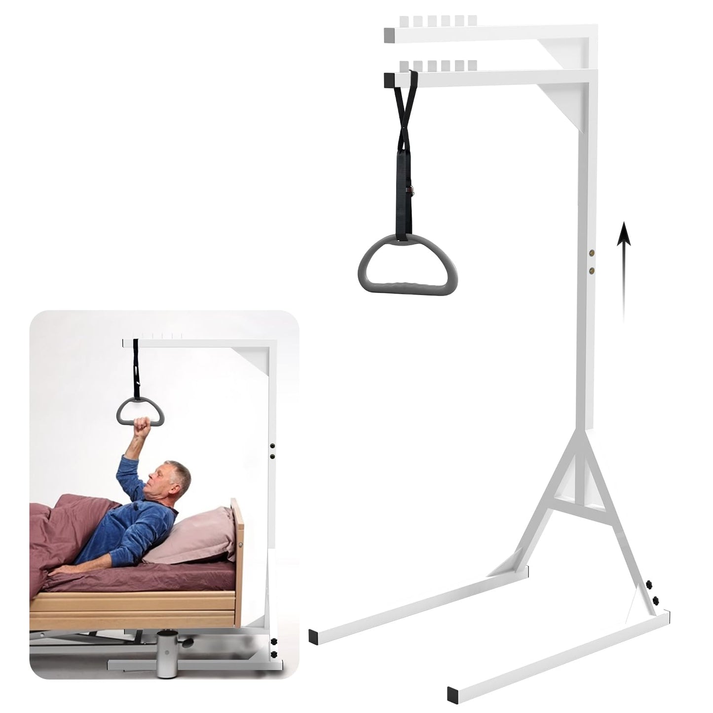 Bed Trapeze, Trapeze Bar For Bed Mobility Patient Aid Hospital Bed Triangle Pull Up Floor Stand Bar Heavy Duty Bed Trapeze For Elderly Assist Aid Quality Materials, Easy to assemble, Works very well.