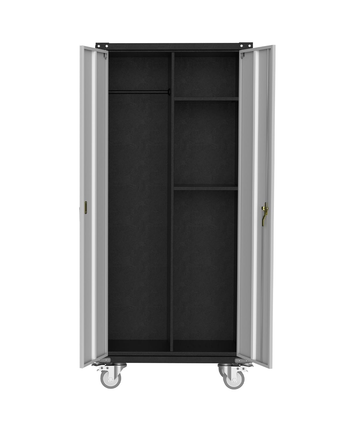 File Cabinet, 72" Mobile Metal Storage Cabinet with Lock and Wheels, Office Filing Cabinet with 2 Doors & Shelves, Steel Utility Storage Cabinet for Garage, Home, Office, Tall Closet Organizer