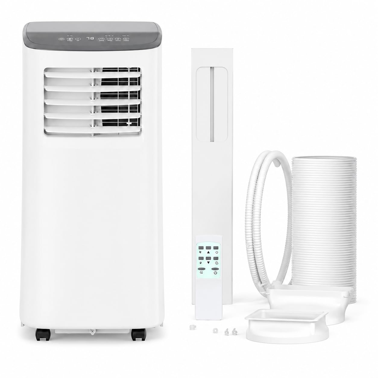 IDEALHOUSE Portable Air Conditioners, 8000 BTU Portable AC, AC Unit with Cooling, Dehumidifying & Fan, Quiet Operation and Easy Mobility, Remote Control, Enhanced Air Quality for Home & Office