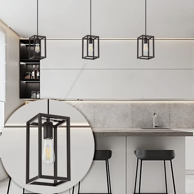 Dolaimy House 3 Pack Rustic Farmhouse Pendant Light, Metal Cage, Oil-Rubbed Bronze Finish, Model 3142CD102