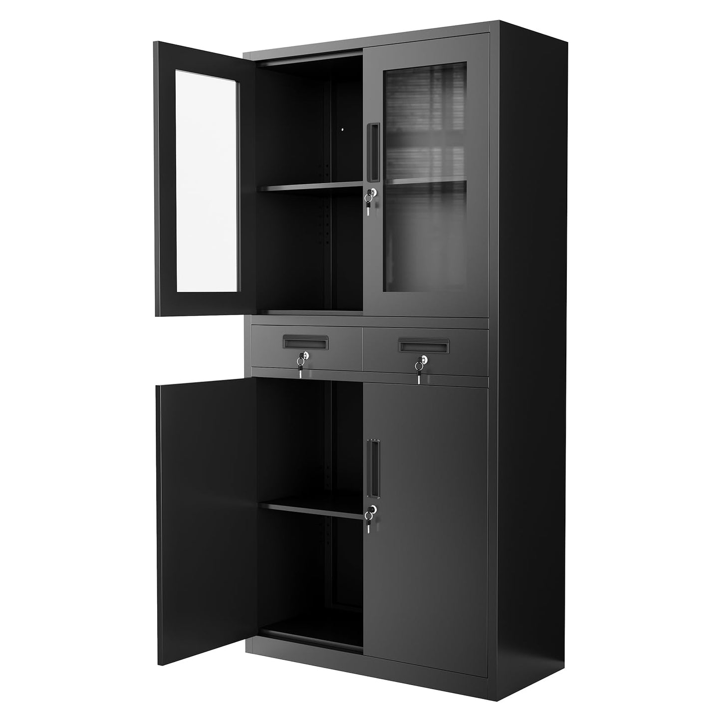 Garvee File Cabinet 2-Drawer Lateral with Lock, Metal Office Filing Cabinet for Letter/Legal/a4, Heavy Duty Storage Organizer, Full Extension Drawers, Anti-Tip Safety, Black, Home Office Organization