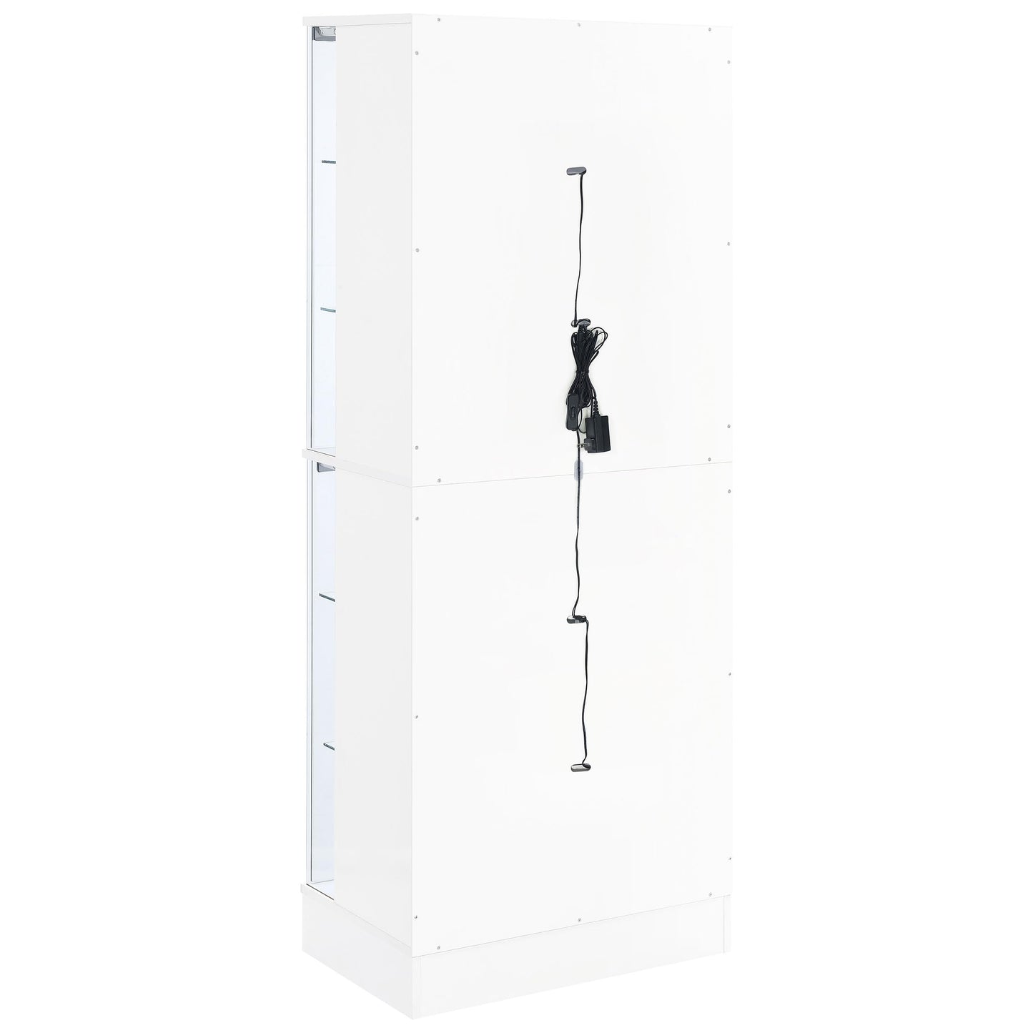 Coaster Home Furnishings - Cabra - 4-Door LED Curio Cabinet with Engineered Wood and Tempered Glass Shelves - Living Room - White High Gloss - 950397