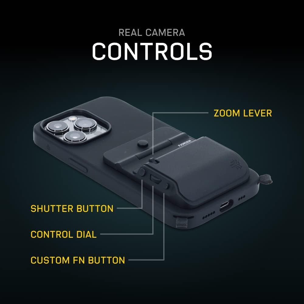 FJORDEN Pro Bundle for iPhone 16 Pro - Includes Camera Grip, (MagSafe Compatible) iPhone Case, Black Rope Strap & Carry Case - Shoot Like A Pro With Your iPhone
