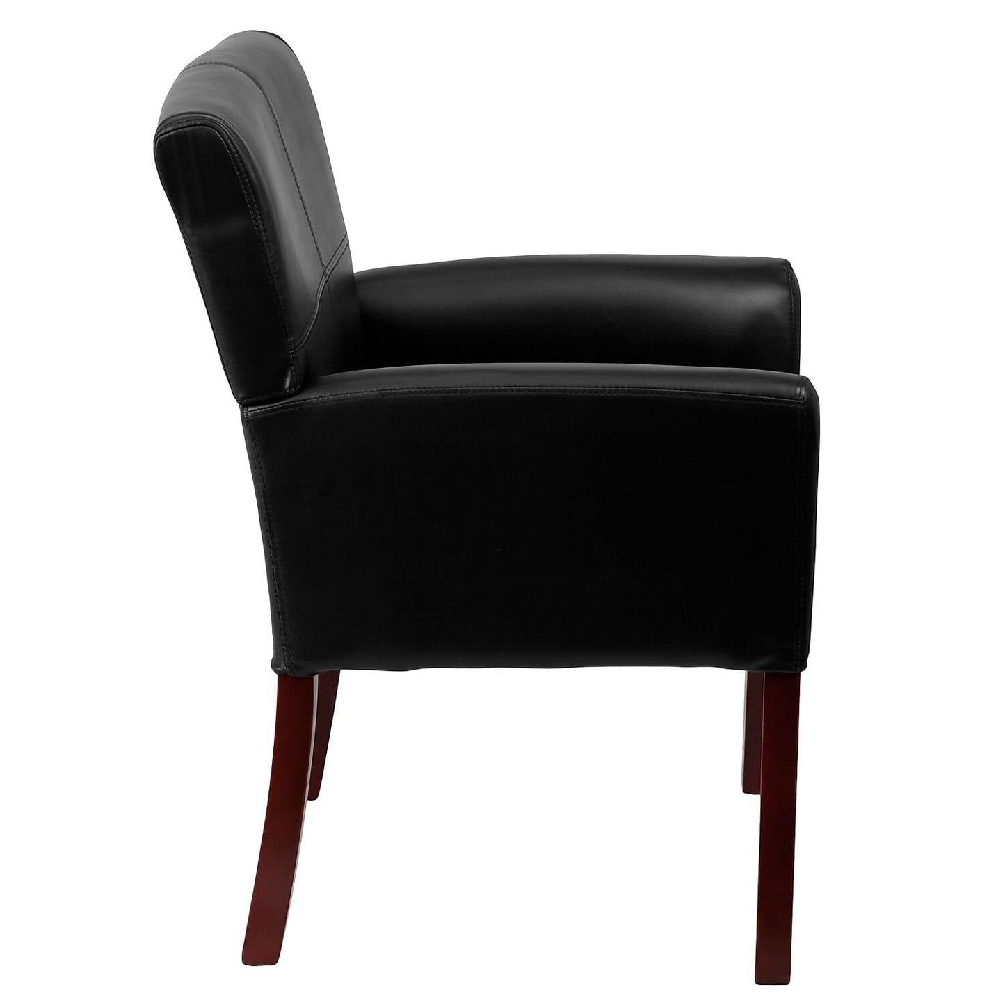 Flash Furniture Taylor LeatherSoft Upholstered Executive Side Reception Chair, Lobby Chair with Cushions and Padded Arms, Black