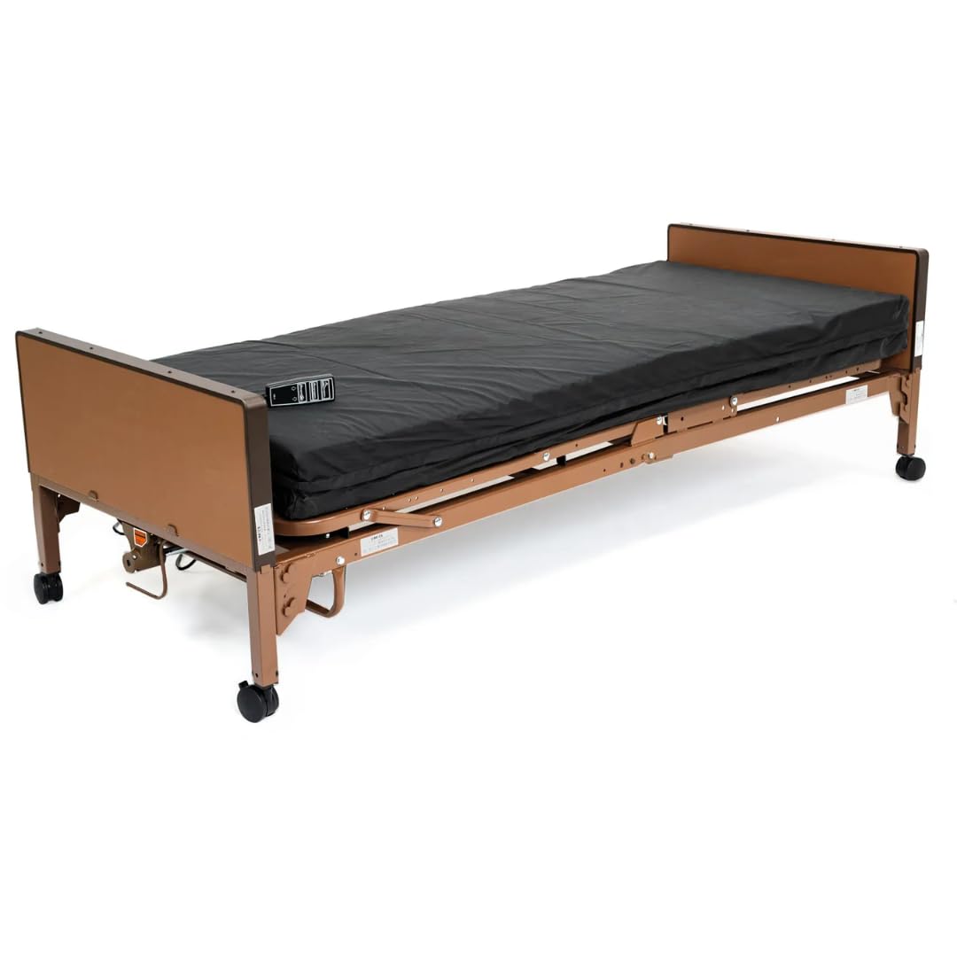 Med Mart Fully Electric Hospital Bed Set - Foam Mattress, Half Rails Included - Enhanced Comfort, Convenience