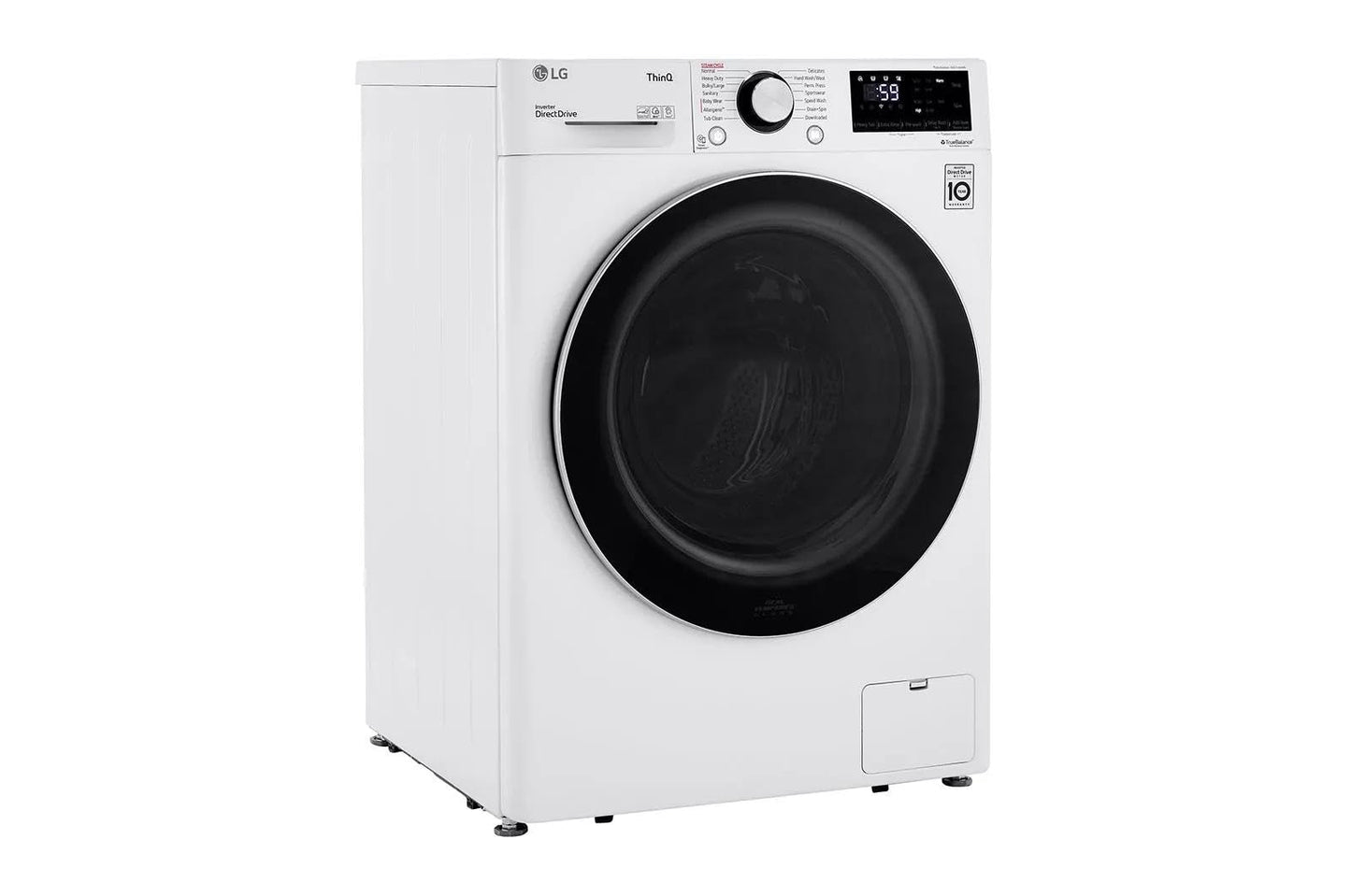 LG 24 in. Wide 2.4 Cu. Ft. Compact Stackable Front-Load Washer – White, Steam Cleaning, AI Fabric Sensor, Smart Pairing Compatible
