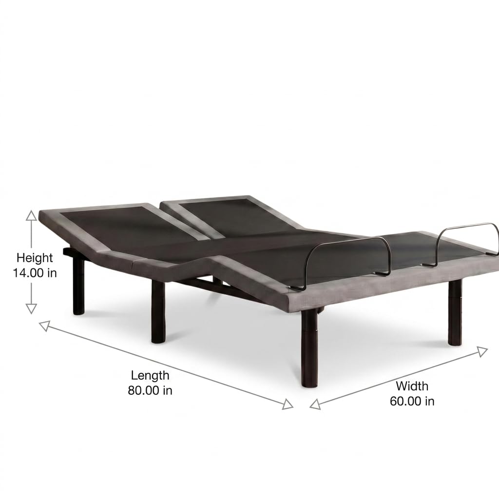 Oftenlucky Queen Size Bed Frame Split Adjustable Bed Base with Head and Foot Position Adjustments| Wireless Remote Control| Dual Motor Queen Adjustable Bed Frame with Remote| Steel Construction