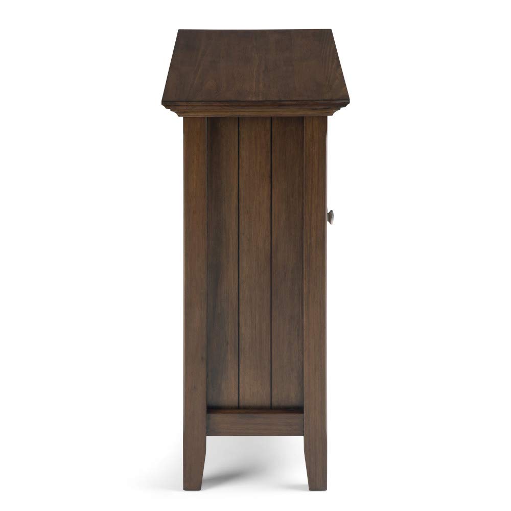 SIMPLIHOME Bedford Storage Cabinet - 32 inch Wide Solid Wood Low Media Cabinet in Rustic Natural Aged Brown, Transitional Console for Living Room, Entryway, or Dining Room with Glass Doors and Shelves