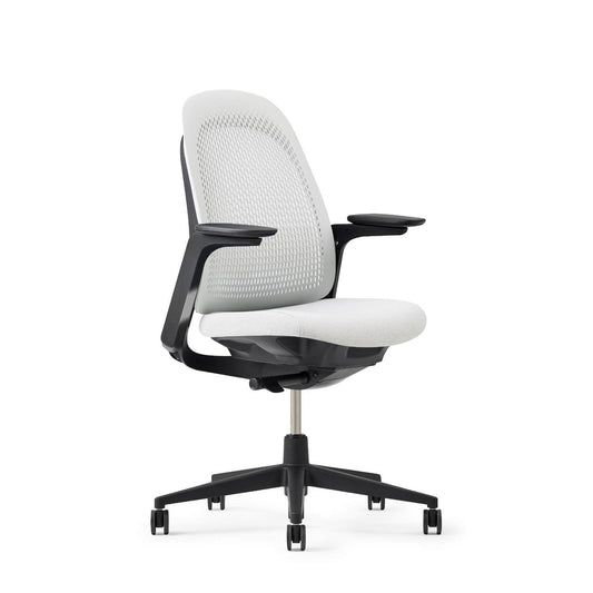 Haworth Breck Office Chair - Ergonomic Desk Seat with Height-Adjustable Lumbar Support, Black Trim, and 4D-Arms (Lunar)