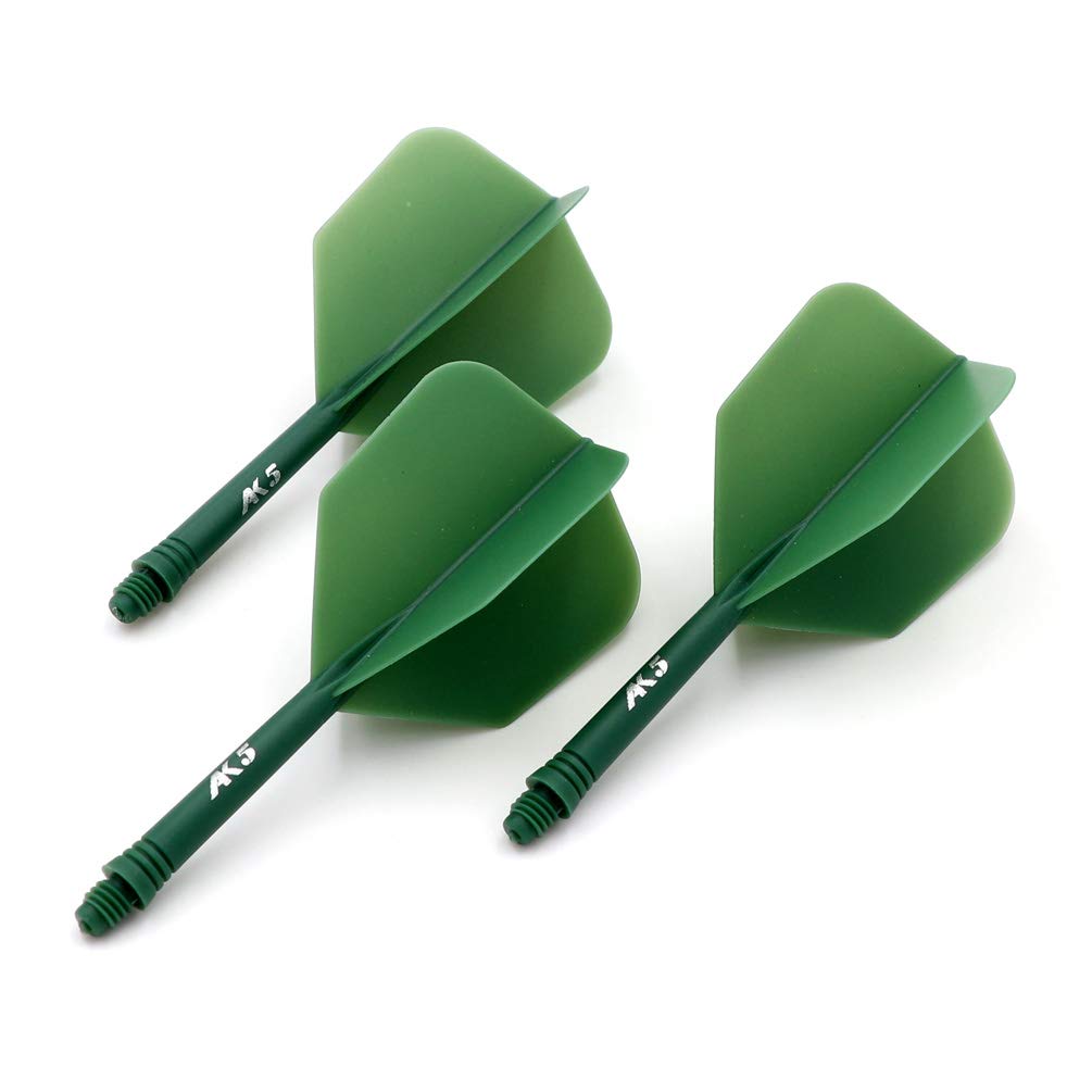 CUESOUL Integrated Dart Shaft and Flights Set of 3, 28mm Standard Shape, All Green, Model CSAK-53YS, Crystal Material