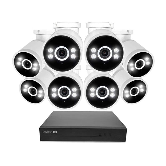 Swann AdvancedX Wired NVR 4K Security Camera System, 8 Channels, 8 PoE Cameras Outdoor, 1TB HDD Storage, Color Night Vision, Smart AI Video Analytics/Alerts, Motion Detection, 24/7 Recording