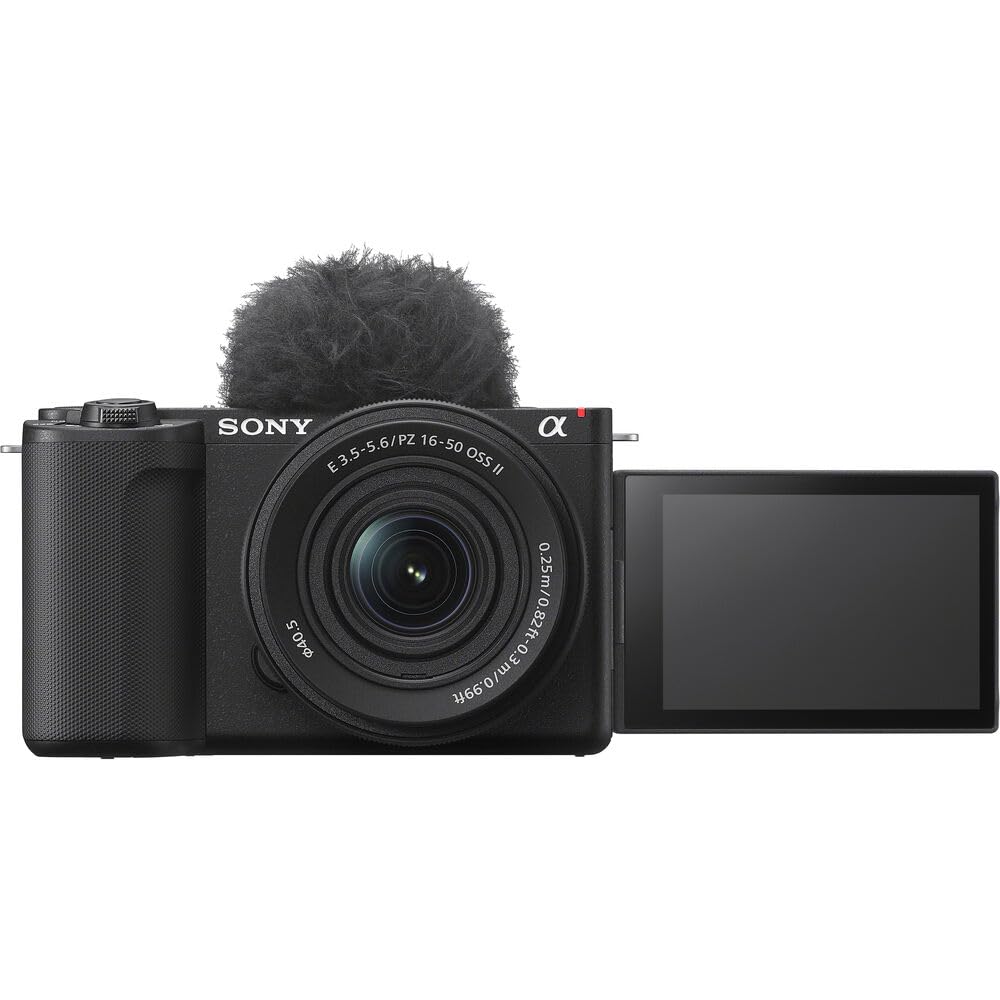 Sony ZV-E10 Mirrorless Camera with 16-50mm Lens Bundle (Black) | 24.2MP APS-C Sensor, Real-Time Eye AF, 4K Video & Flip Screen | For Vlogging & Content Creation (ILCZV-E10L/B) + 64GB Card + Bag + More