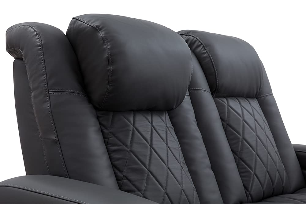 Valencia Tuscany Home Theater Seating | Premium Top Grain Italian Nappa 11000 Leather Power Recliner with Power Lumbar Support & Headrest (Single Recliner, Charcoal Grey)