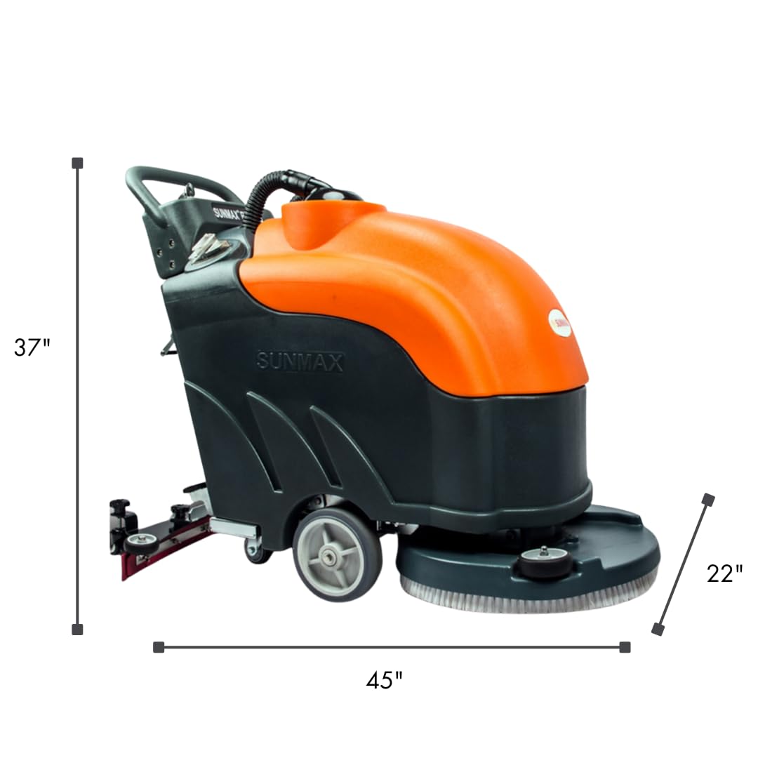SUNMAX RT50AC 22" Electric Floor Scrubber Dryer Machine, 22 FEET Power Cord, 14.5-Gal Sewage Tank, 22" Brush/Pad Cleaning Width; 31" Squeegee Width