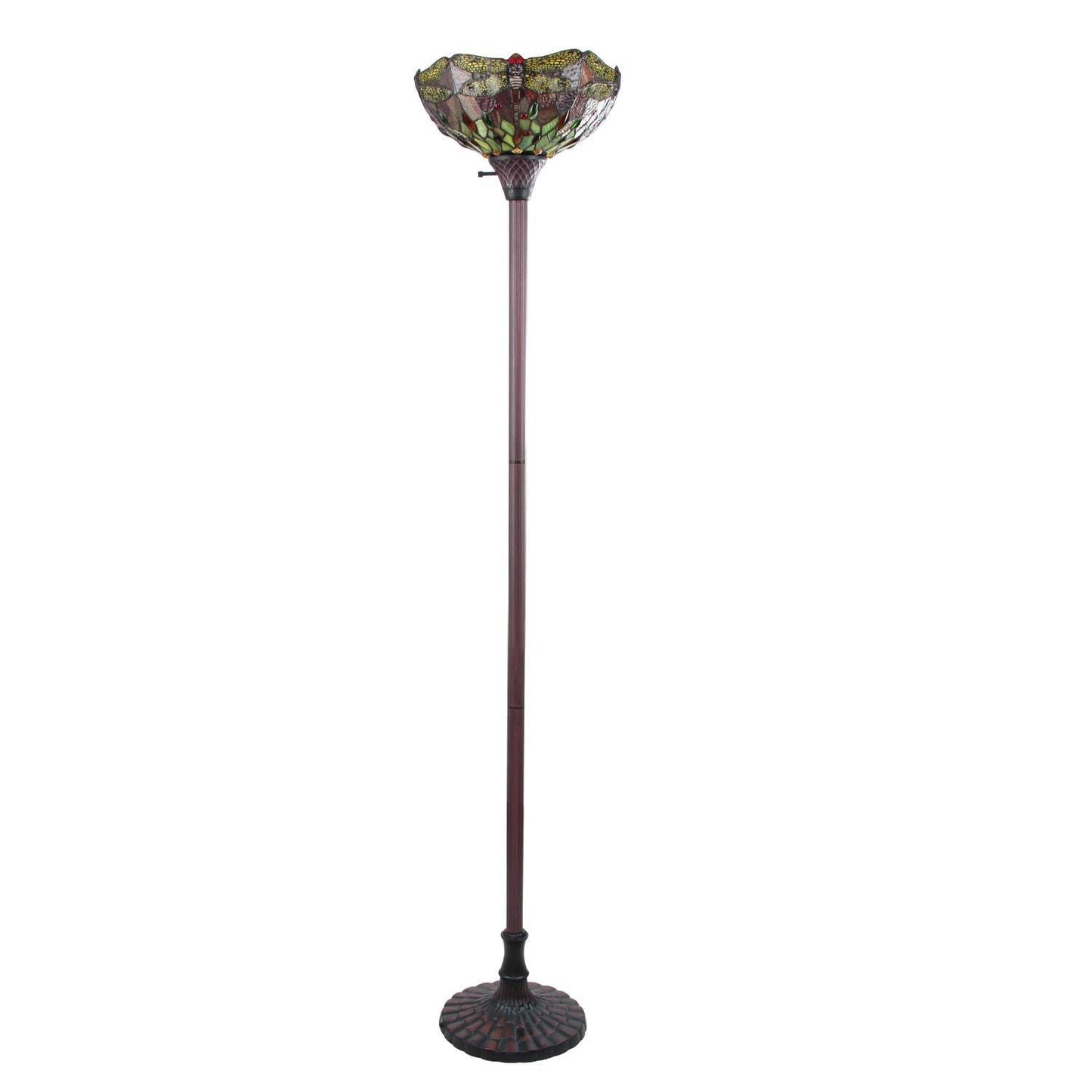 Chloe Lighting Empress Dragonfly Torchiere Lamp 14in Wide Dark Bronze Multicolor Glass, Model CH3T471RD14-TF1