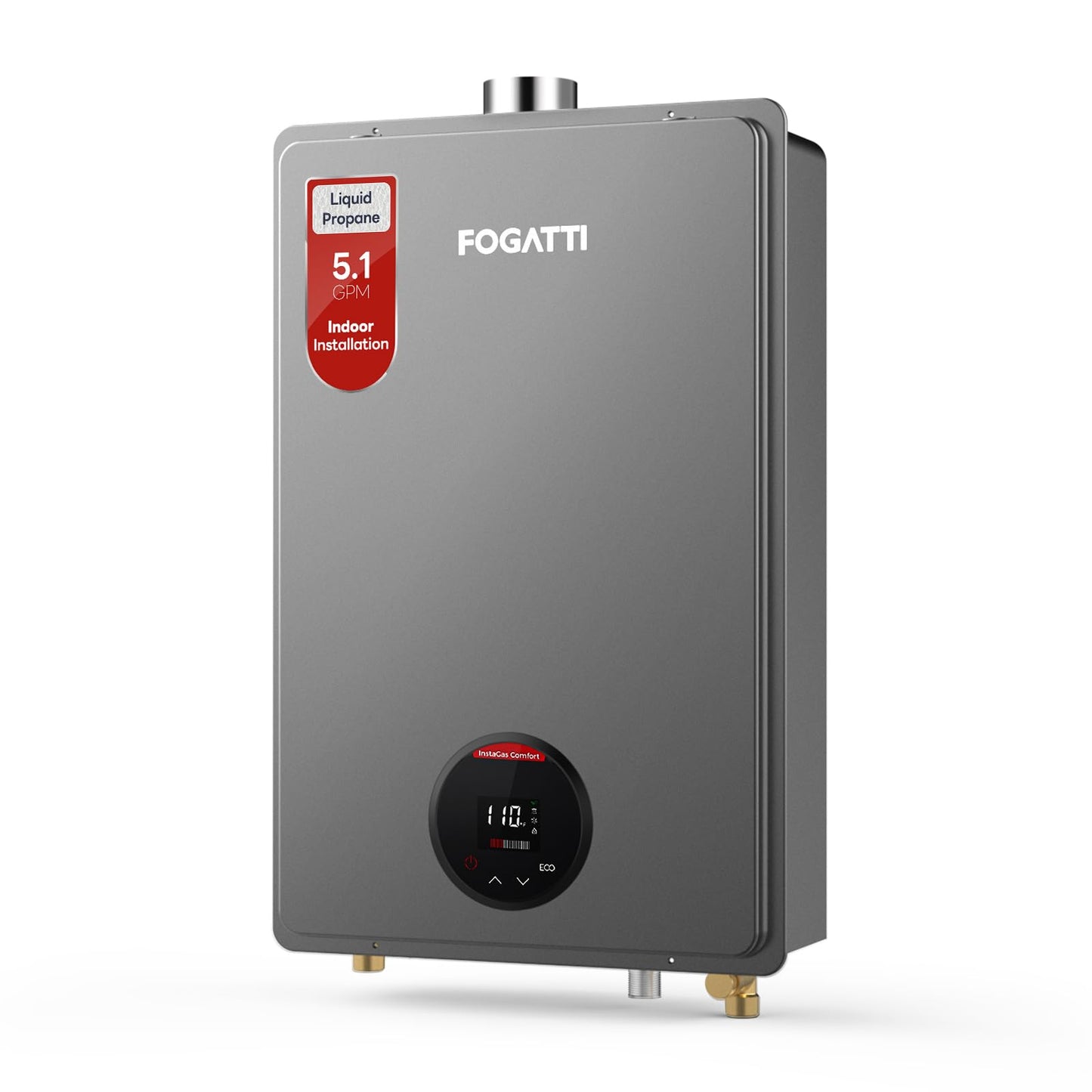 FOGATTI Propane Gas Tankless Water Heater Indoor - Max 5.1 GPM 120,000 BTU, CSA Certified Compact Design On Demand Instant Hot Water Heater - Instagas Comfort 120S Series