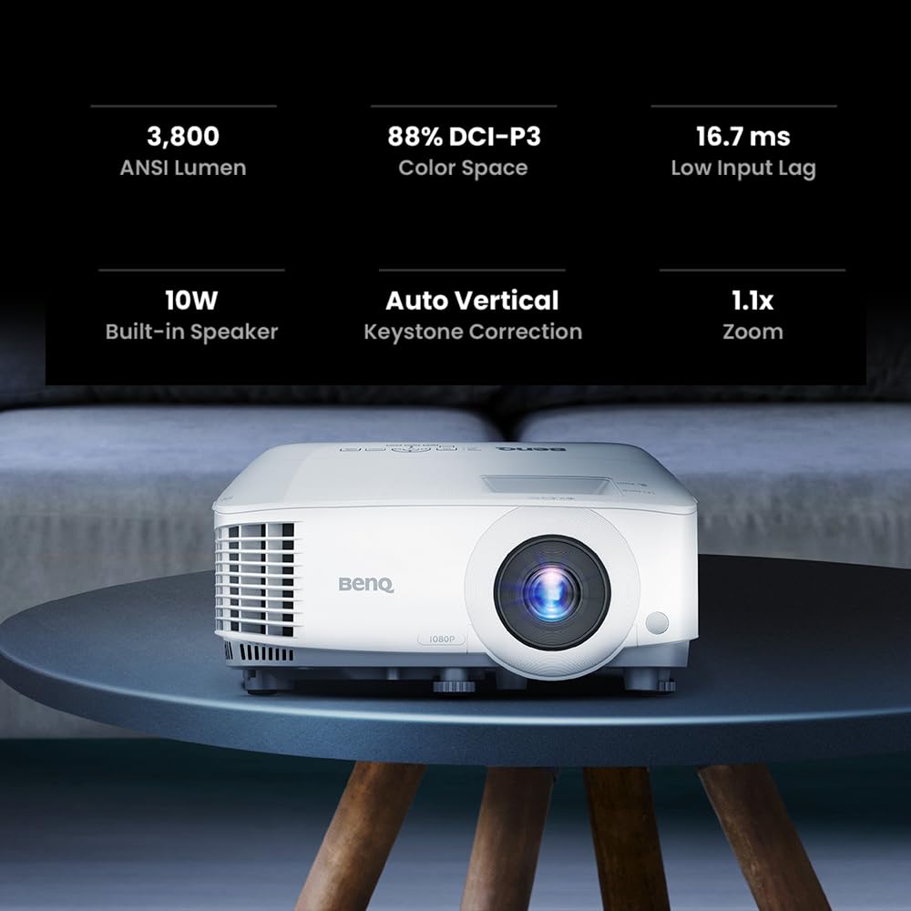 BenQ TH575 1080p Indoor Gaming Projector, 3800 LMS, 16.7ms Low Latency, Enhanced Game-Mode, High Contrast, Dual HDMI, 3D Ready, Auto Vertical Keystone, Standard Throw, 1.1x Zoom, 3 Year Warranty