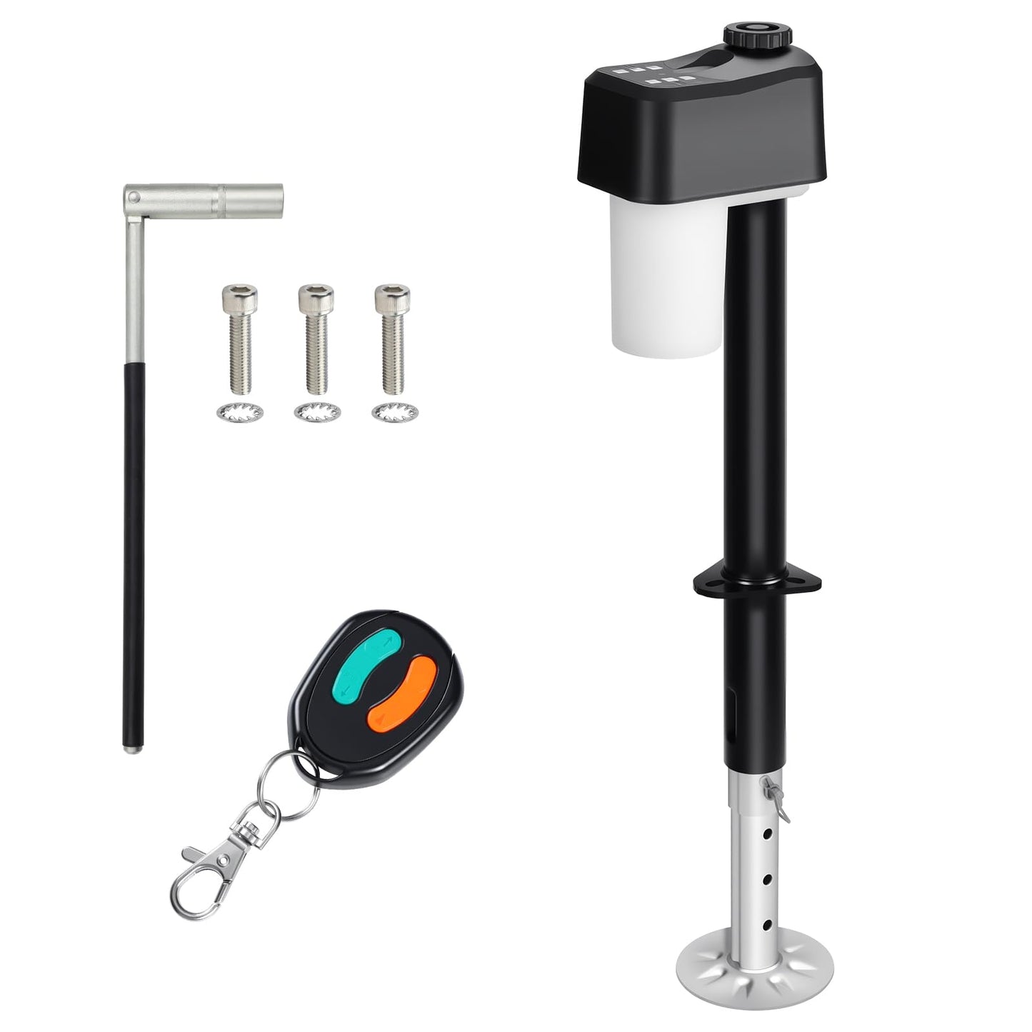 Dnigh Electric Trailer Jack 7600LBS, 12V Heavy Duty RV Jack with Remote Control, IPX65 Waterproof, 9.8-31.5" Extended Electric Tongue Jack for A-Frame, Utility & RV Trailer, LED Light & Bubble Level