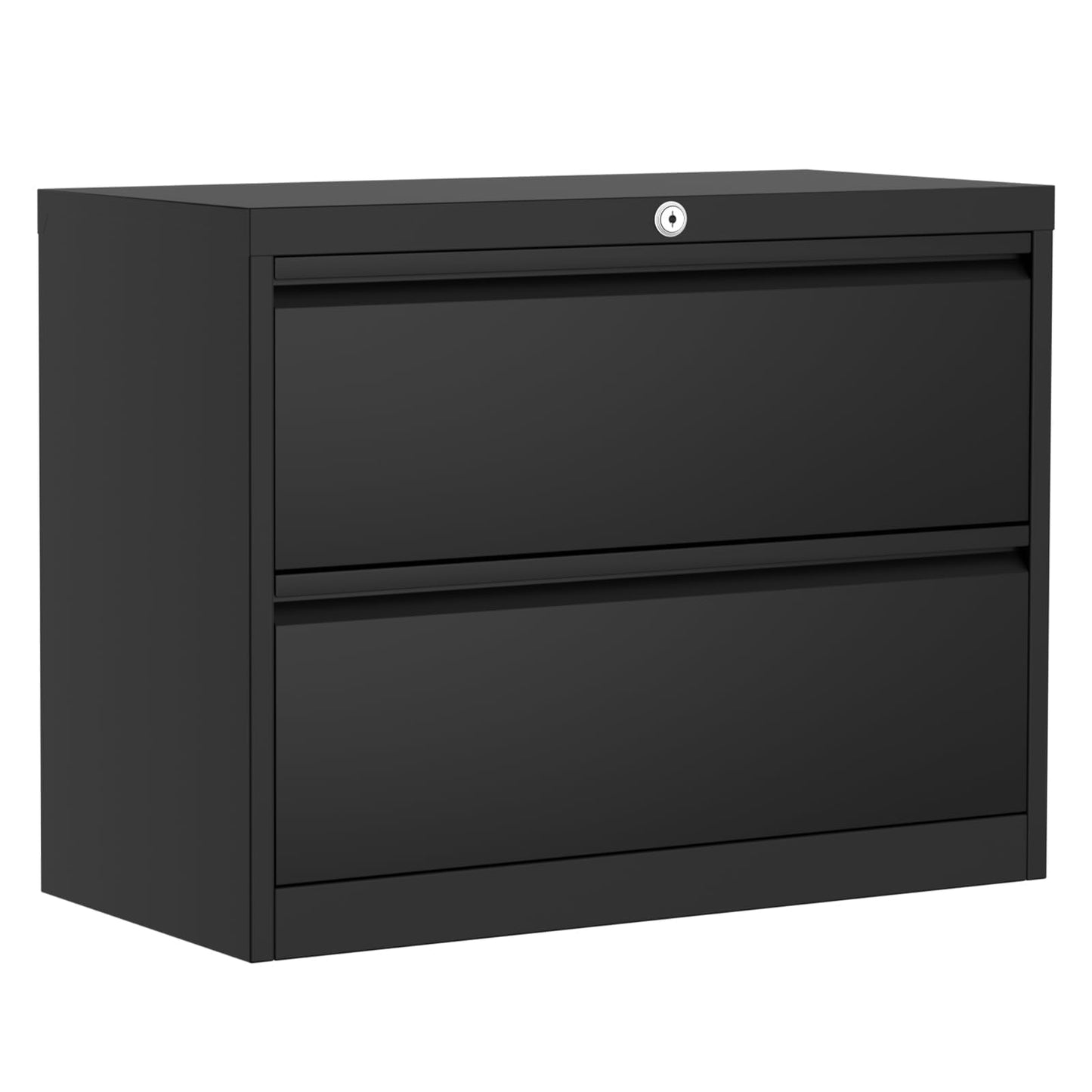 EliteEdge 2-Drawer Lateral File Cabinet with Lock, Heavy Duty Metal Filing Cabinet for Home Office, Wide Storage Organizer for Letter/Legal Files, Secure File Cabinet for Office Documents, Black