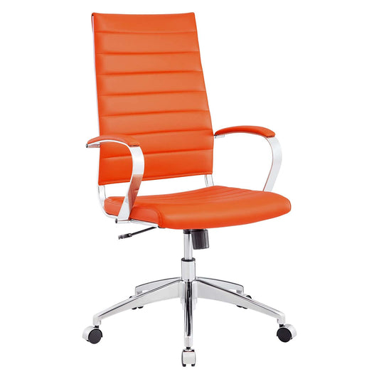 Modway Jive Ribbed High Back Tall Executive Swivel Office Chair With Arms In Orange