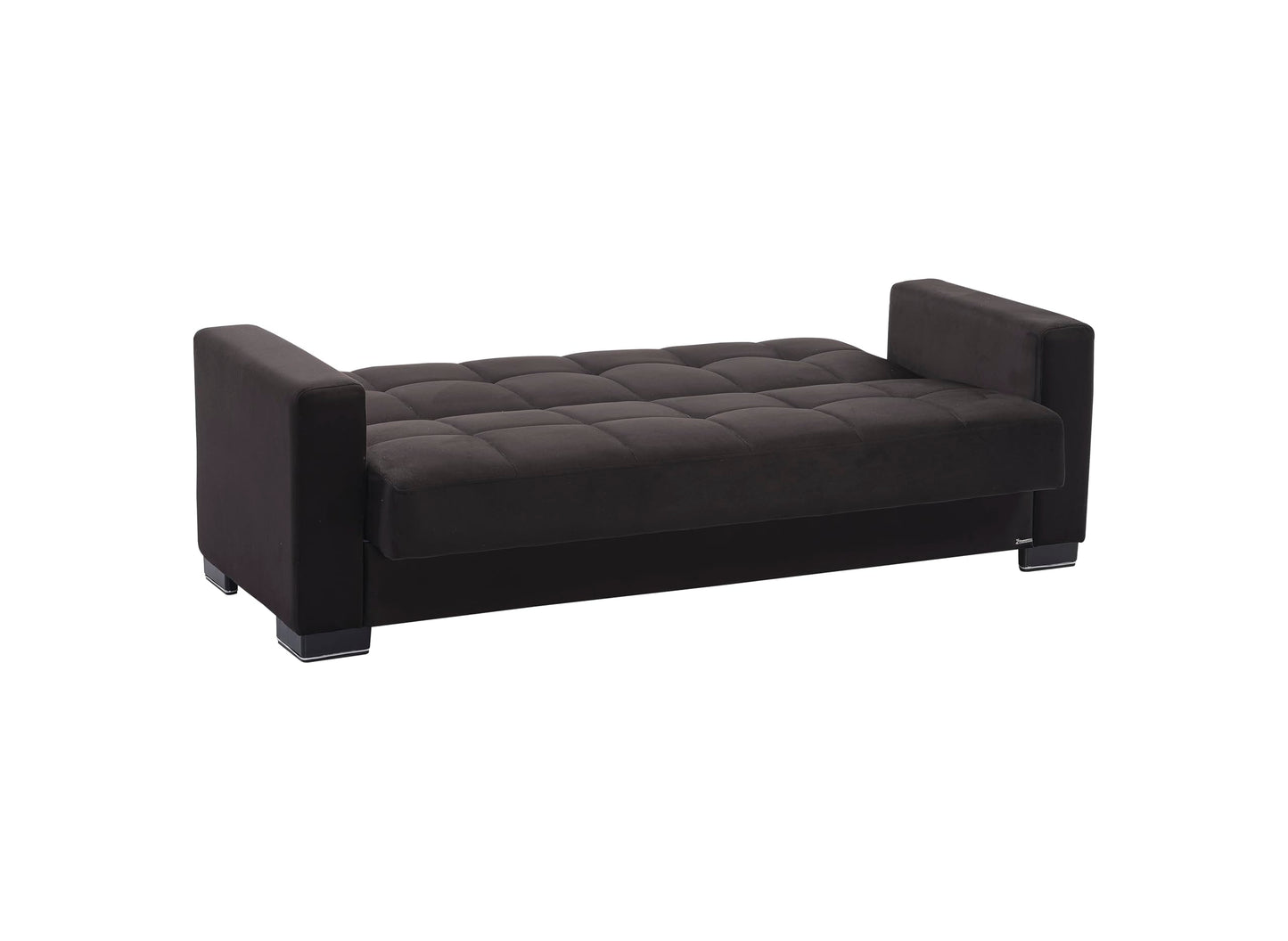 Ottomanson Convertible Sofa Bed Futon Couch with Hidden Storage & Click-Clack Sit-Sleep Conversion – Firm Support Sleeper Sofa for Living Room, Apartment & Guest Room, Black