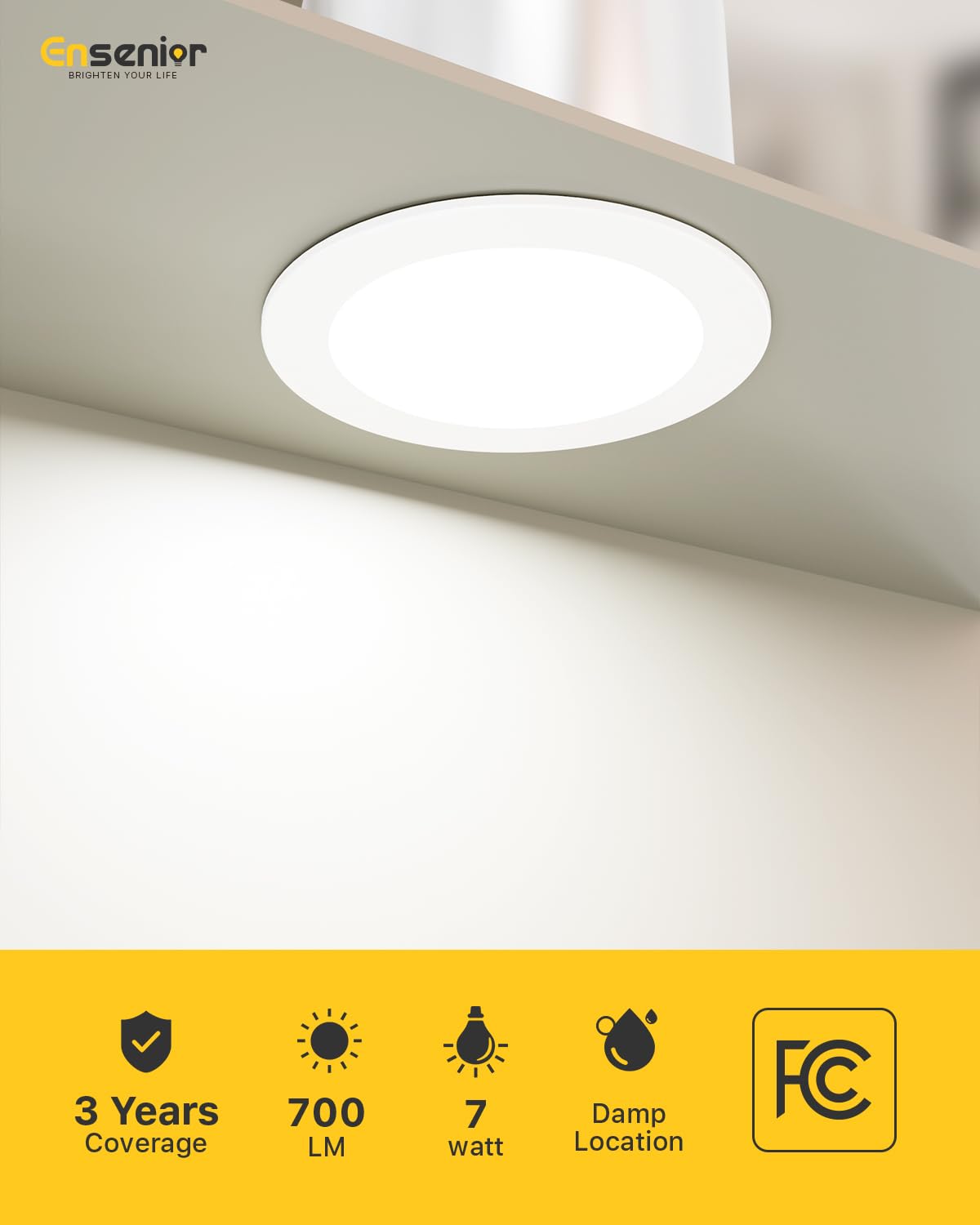 Ensenior 4 Inch LED Can Lights 12 Pack, Dimmable, 5CCT 2700K-5000K, 7W=77W, IC & Damp Rated