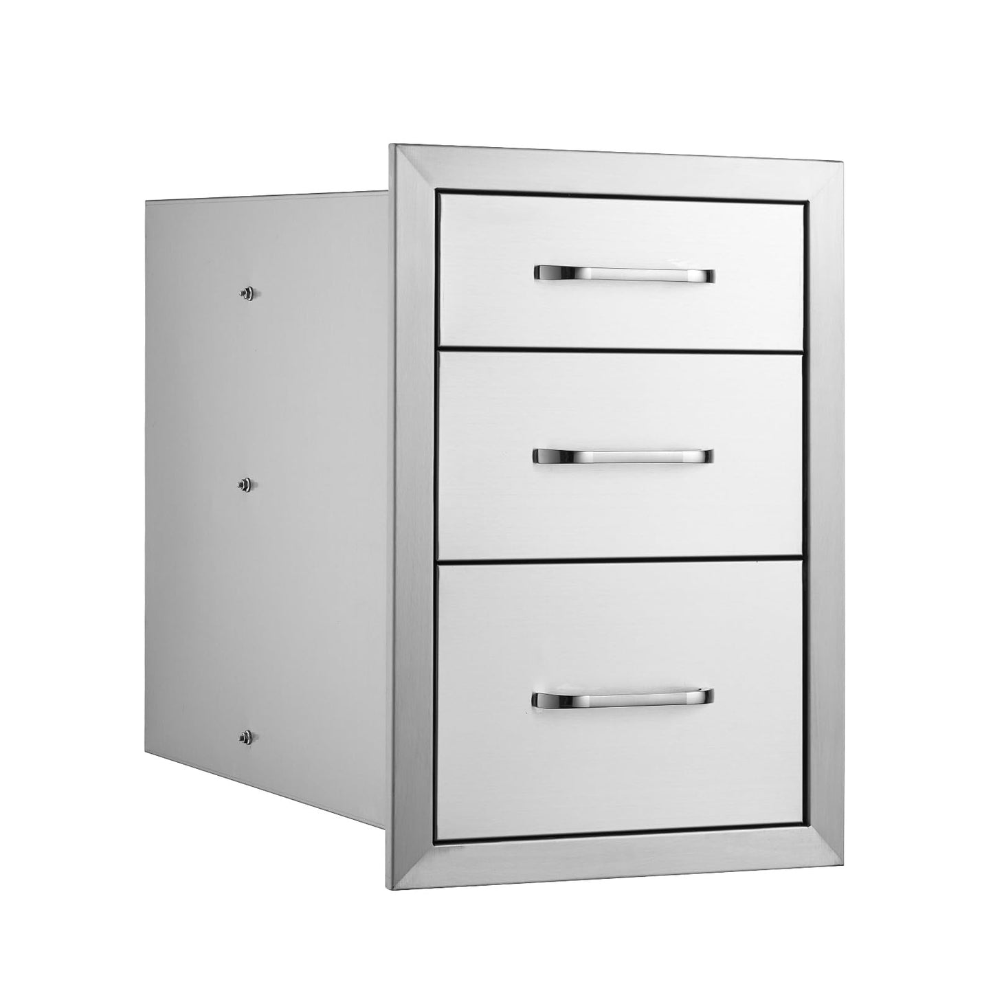 VEVOR 14x20.3 Inch Outdoor Kitchen Drawers Stainless Steel, Flush Mount Triple Drawers, 14W x 20.3H x 23D Inch, with Stainless Steel Handle, Outdoor Kitchens or BBQ Island