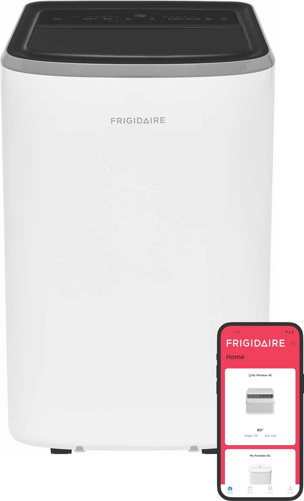 Frigidaire 3-in-1 Smart Portable Room Air Conditioner with Wi-Fi 12,000 BTU (Ashrae) / 8,000 BTU (DOE), Cools Up to 550 Sq. Ft., Quiet Operation, White