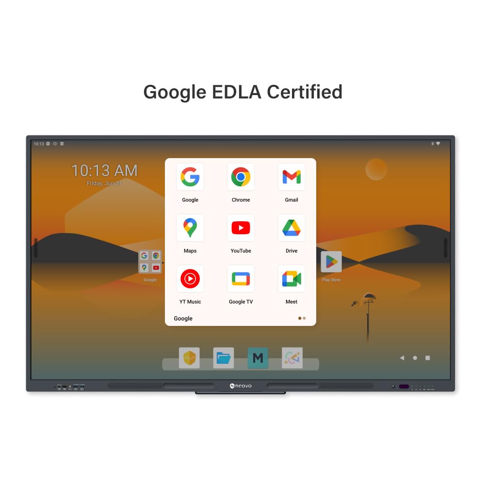 AG Neovo 65 Inch 4K Smart Board - Google EDLA-Certified Interactive Whiteboard, Android 13, 40-Point Touch, Wireless Casting - Digital Whiteboard for Classrooms & Hybrid Offices (Board Only)