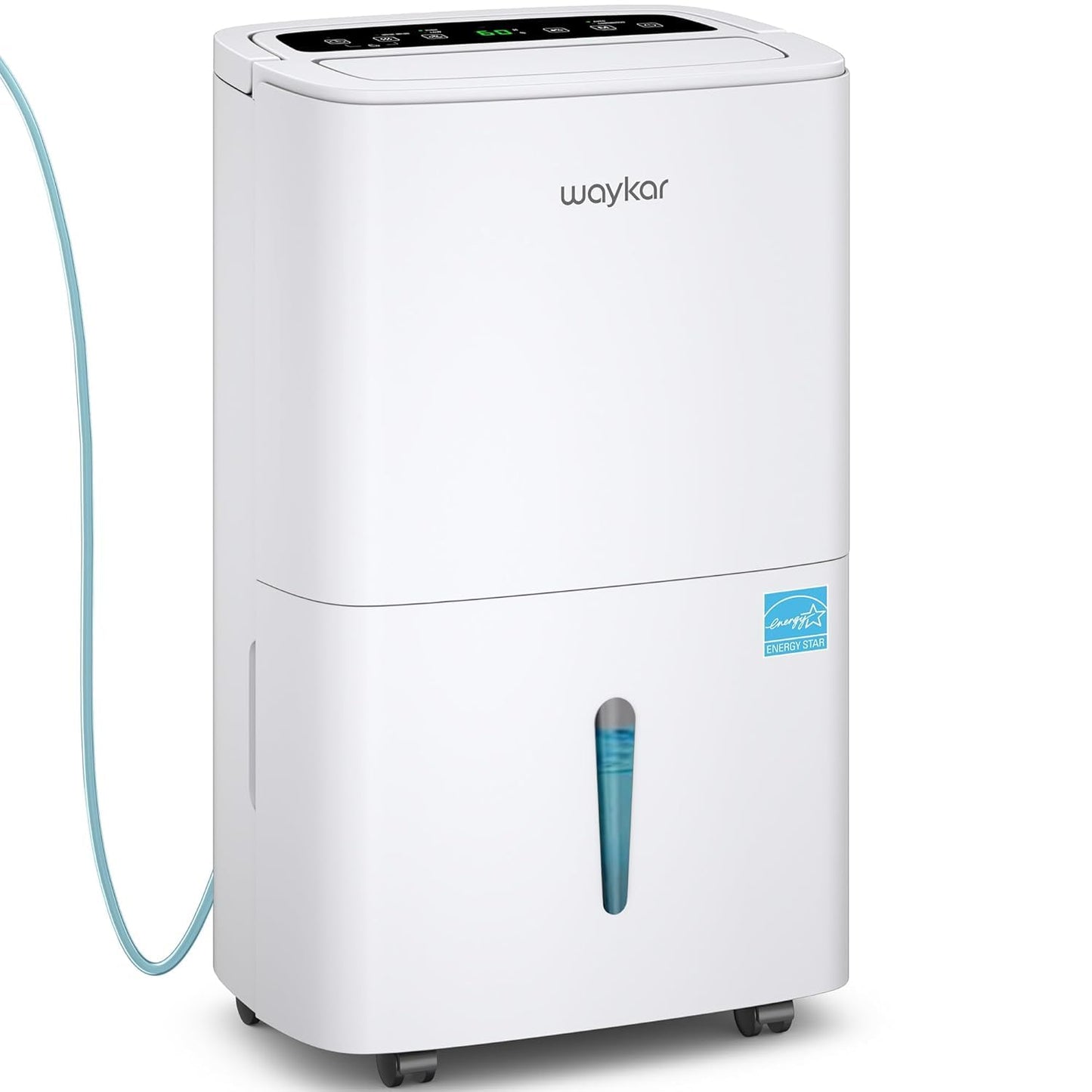 Waykar 150 Pints 2025 Energy Star Dehumidifier with Pump for Spaces up to 7,000 Sq. Ft. at Commercial and Industrial Large Room, Warehouse, Home, Basement, with Drain Hose, Auto Defrost, Self-Drying