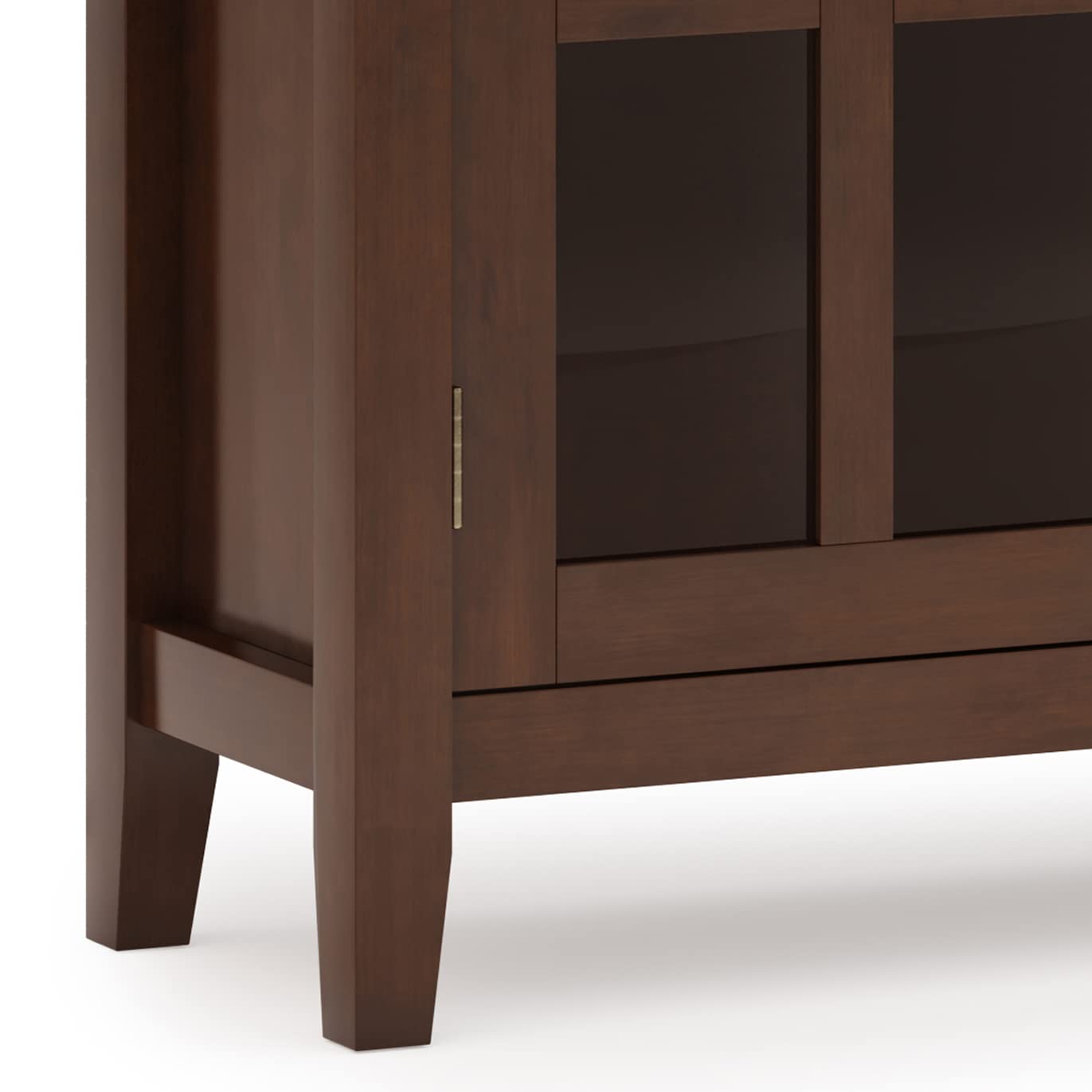 SIMPLIHOME Artisan Storage Cabinet - 36 inch Wide Solid Wood Entryway Cabinet in Russet Brown, Contemporary Console for Living Room or Hallway with 2 Drawers, Adjustable Shelves, and Glass Doors