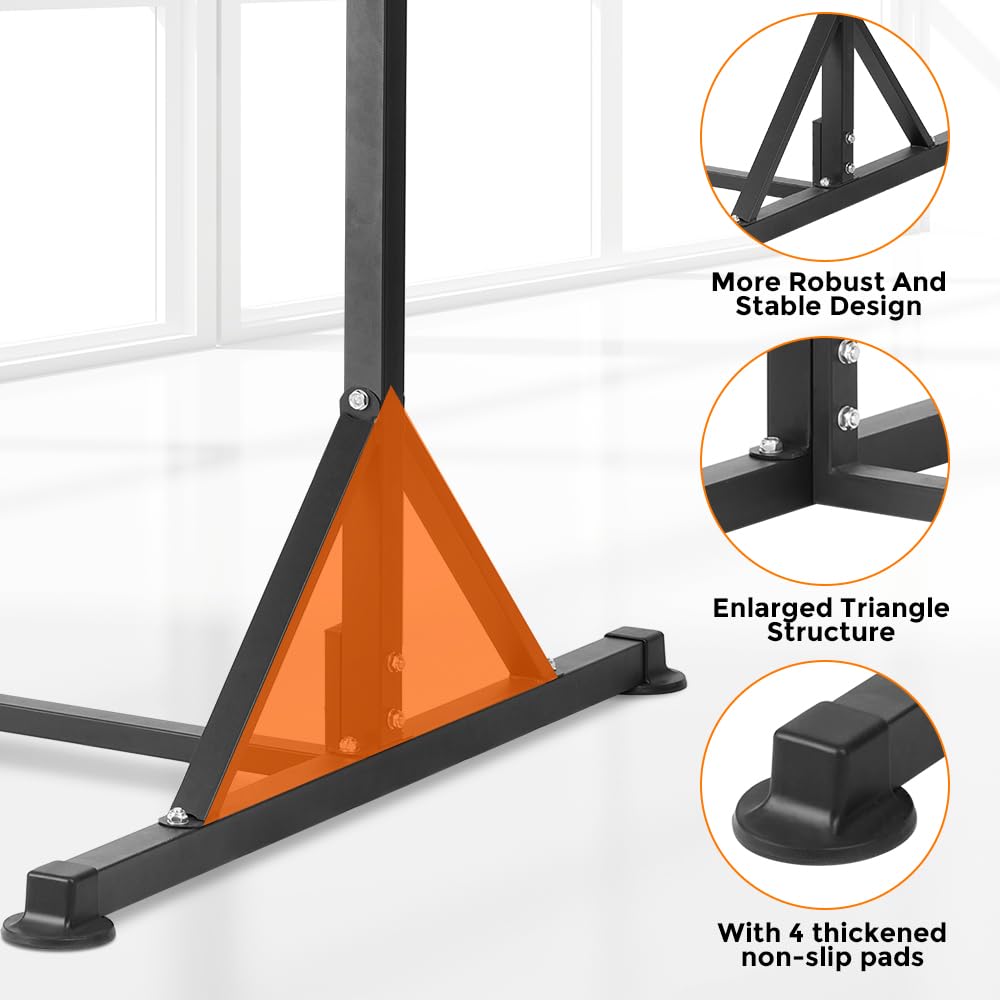 ONETWOFIT Pull Up Station, Power Tower Adjustable Pullup Bar Multifunction Strength Training Workout Gym Equipment Free Standing Chin up Bar for Home Outdoor, Support 440LBS (Orange)