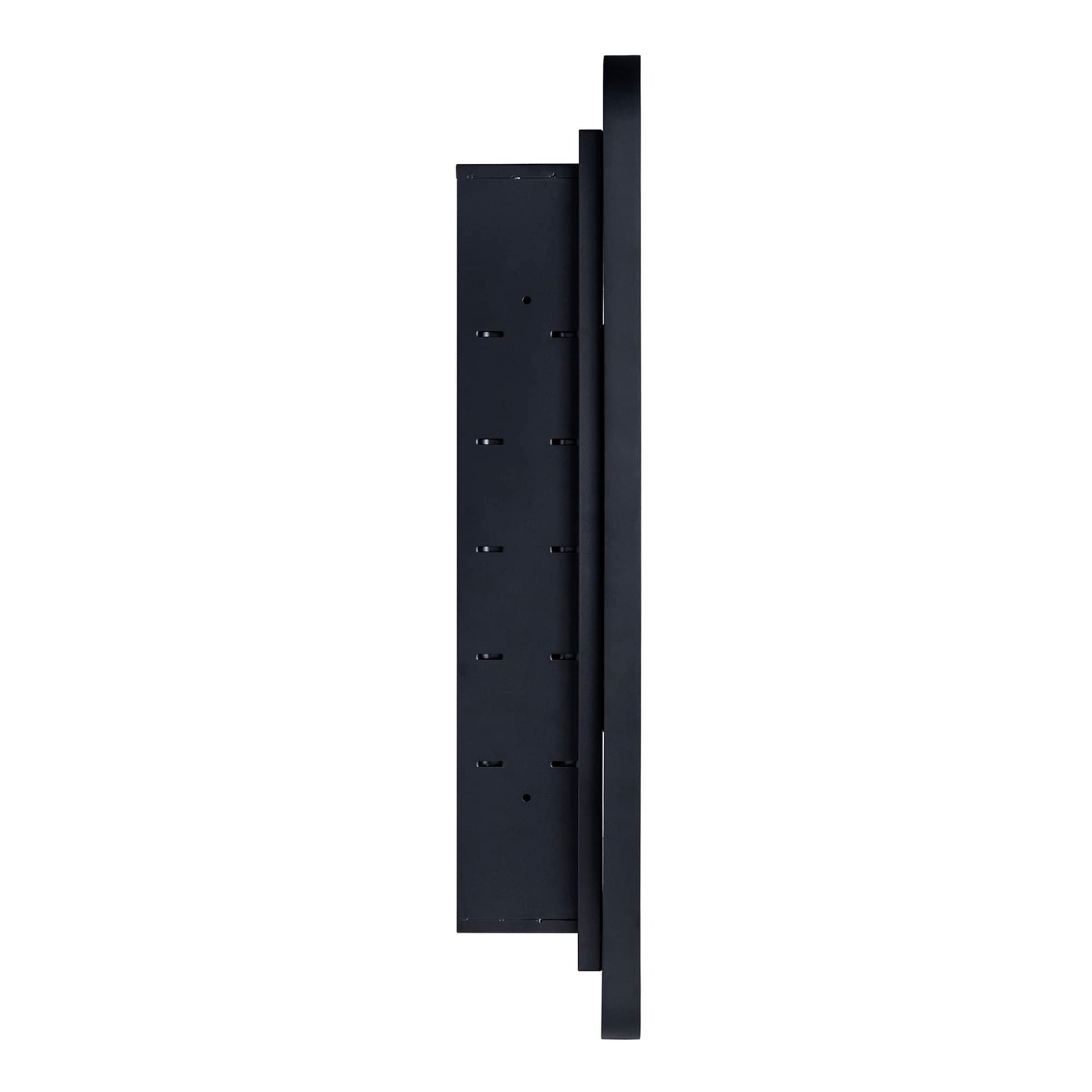 EGHOME Matt Black Rectangle Recessed Bathroom Medicine Cabinet with Mirror Stainless Steel Metal Framed Rounded Rectangular Bathroom Cabinet with Mirror 16.5x27.5''