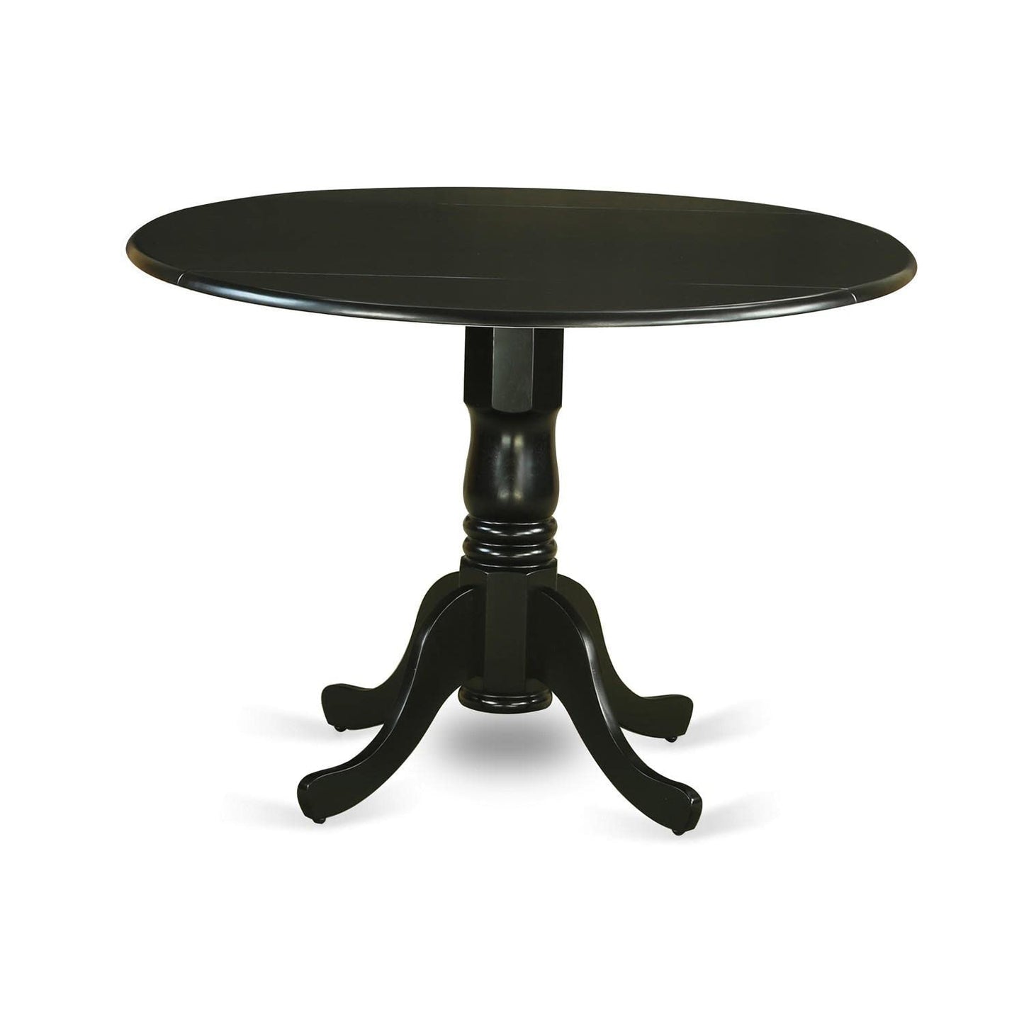 East West Furniture DLBO5-BLK-W 5 Piece Dinette Set for 4 Includes a Round Dining Room Table with Dropleaf and 4 Kitchen Dining Chairs, 42x42 Inch, Black