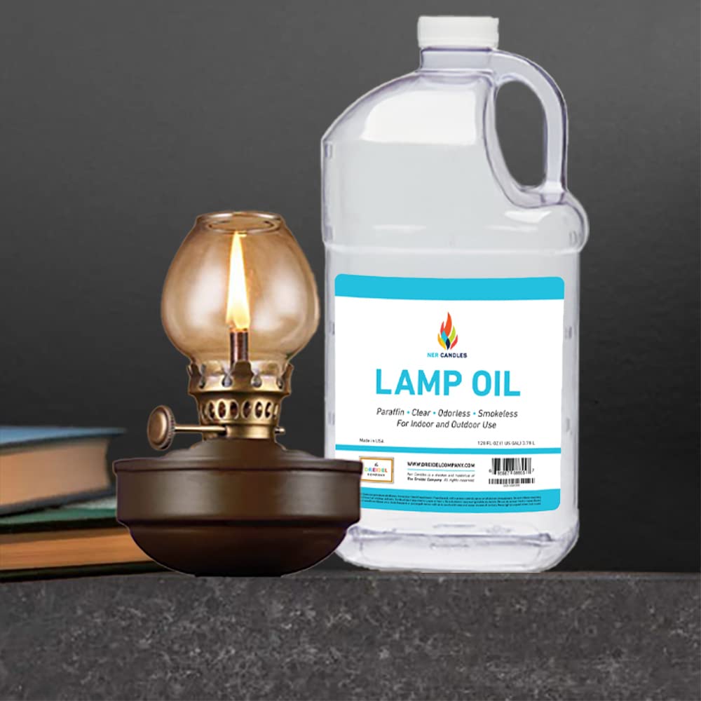 The Dreidel Company Liquid Paraffin Lamp Oil - Smokeless, Odorless Fuel - 1 Gallon - Clear - 4-Pack