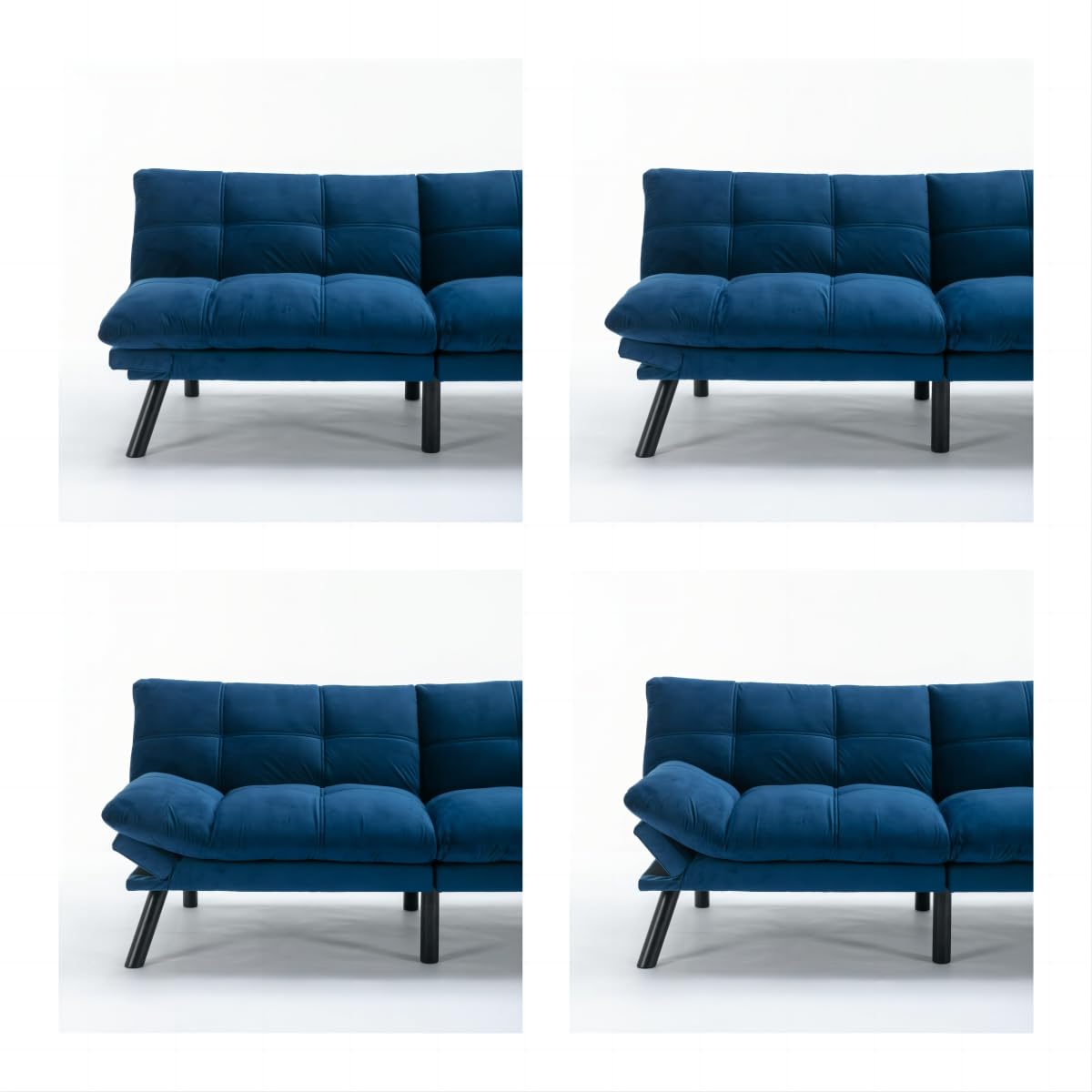 GDFStudio Hayezc Loveseat Sofa, Convertible Sofa Bed, 2-in-1 Folding Modern Futon with Adjustable Armrest & Backrest, 800lbs Capacity Small Apartment Sleeper for Living Room, Office, Navy Blue