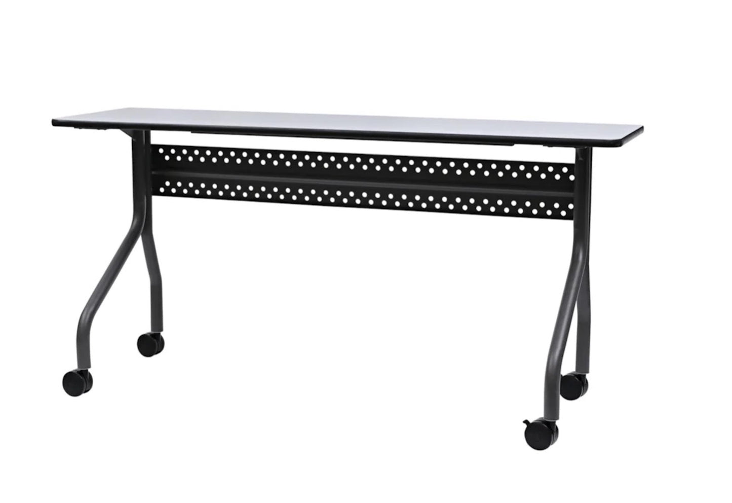 Iceberg OfficeWorks Mobile Training Table with Wheels, Gray and Charcoal, with Two Locking Wheels, 18” D x 60” L x 29” H