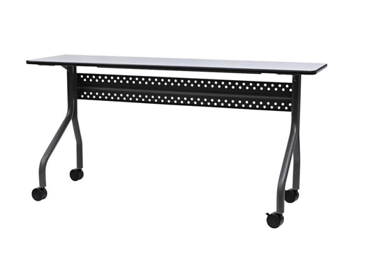 Iceberg OfficeWorks Mobile Training Table with Wheels, Gray and Charcoal, with Two Locking Wheels, 18” D x 60” L x 29” H