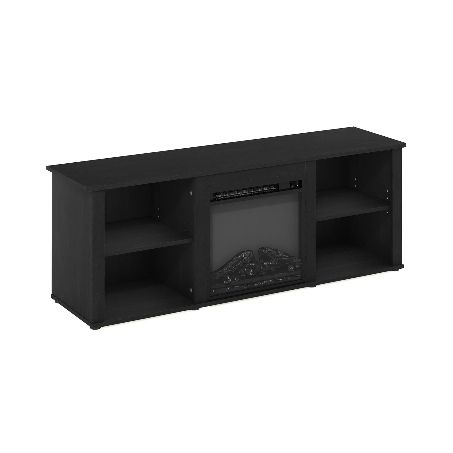Furinno Classic TV Stand with Fireplace, Entertainment Center, TV Console for TV up to 60 Inch, for Living Room, Bedroom, Dark Americano