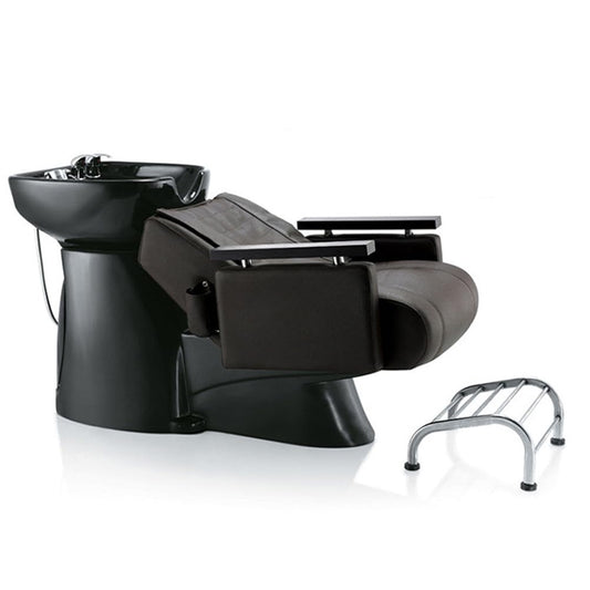 Shampoo Stations for Salon, Backwash Chair with Ceramic Bowl, Backwash Shampoo Unit with Foot Pedal, Sink Chair Station, Hair Washing Station