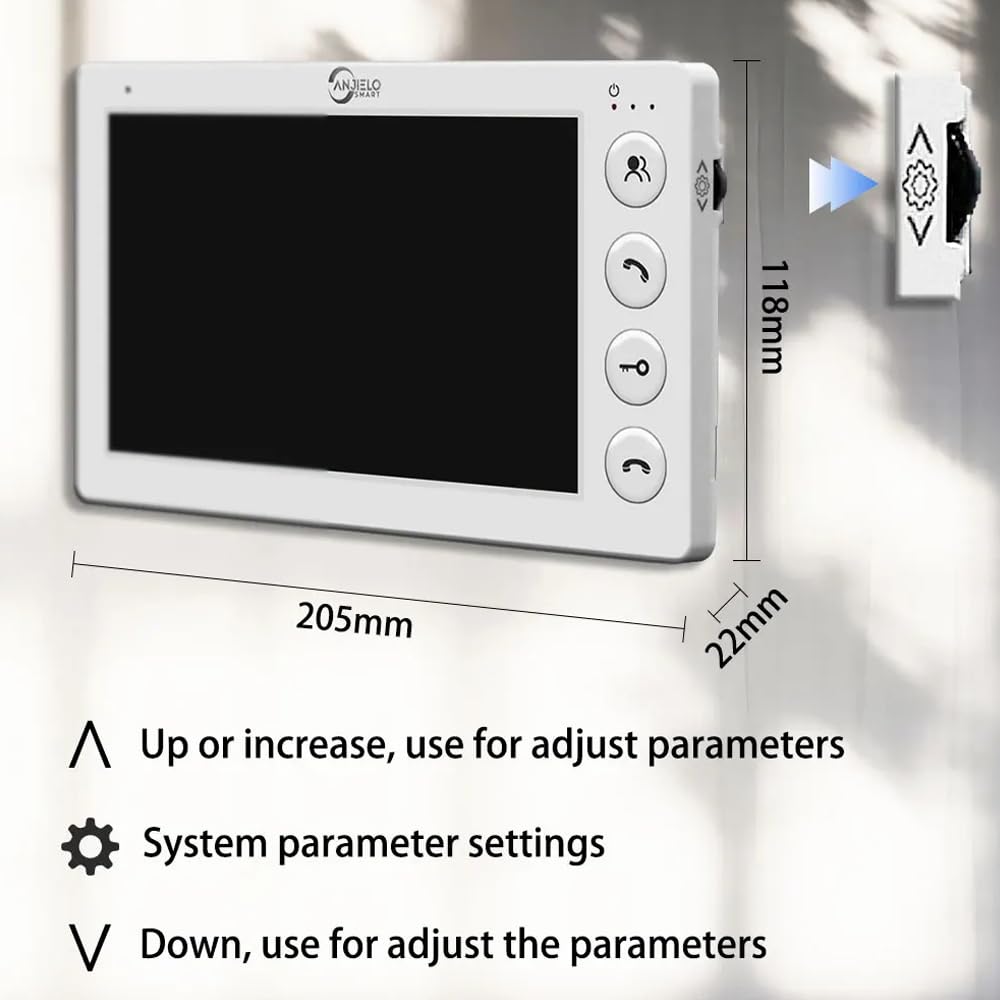 Wired Video Apartment Intercom System,2/3/4/5/6/8/10/12 Units Family 7 inch Monitor Video Door Phone Kit,Indoor Outdoor Video Doorbell,2 Way Audio for Home (1 Doorbell + 4 Monitor)