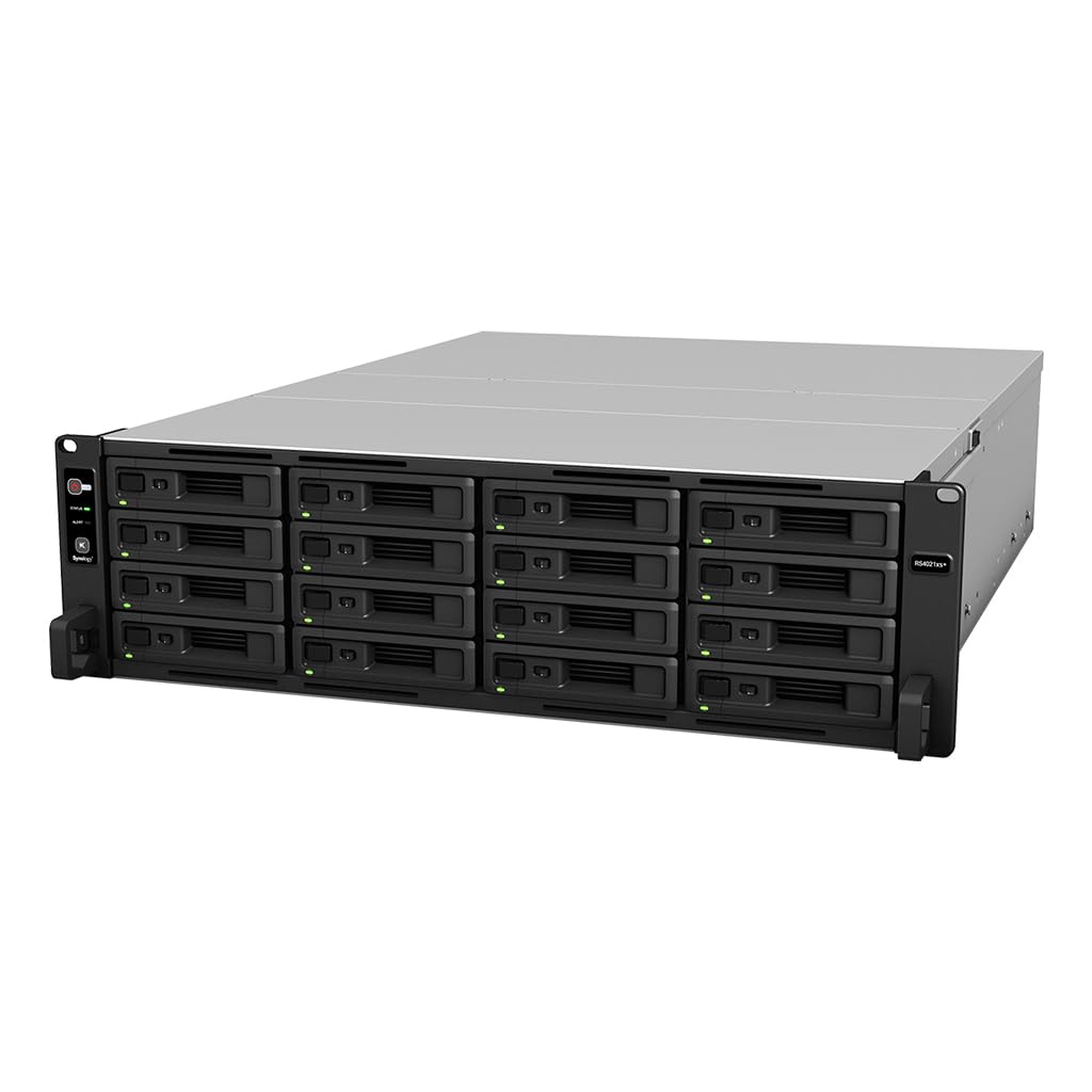 Synology RackStation RS4021xs+ NAS Server with Xeon 2.1GHz CPU, 64GB Memory, 288TB HDD Storage, 2 x 10GbE LAN Ports, DSM Operating System Bundle with Rail kit