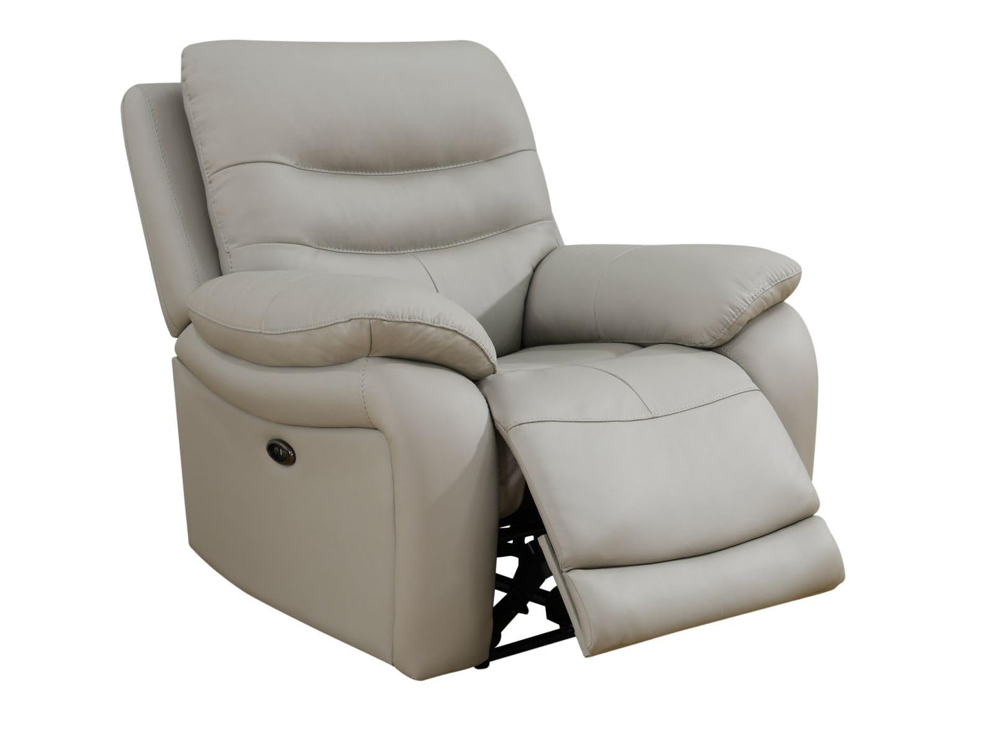 Electric Power Reclining Arm-Chair, Electric Genuine Breathing Leather Recliner Chair, Comfy Wide Lazy Top Grain Leather Chair with USB Port for Living Room (Grey, Single Chair)