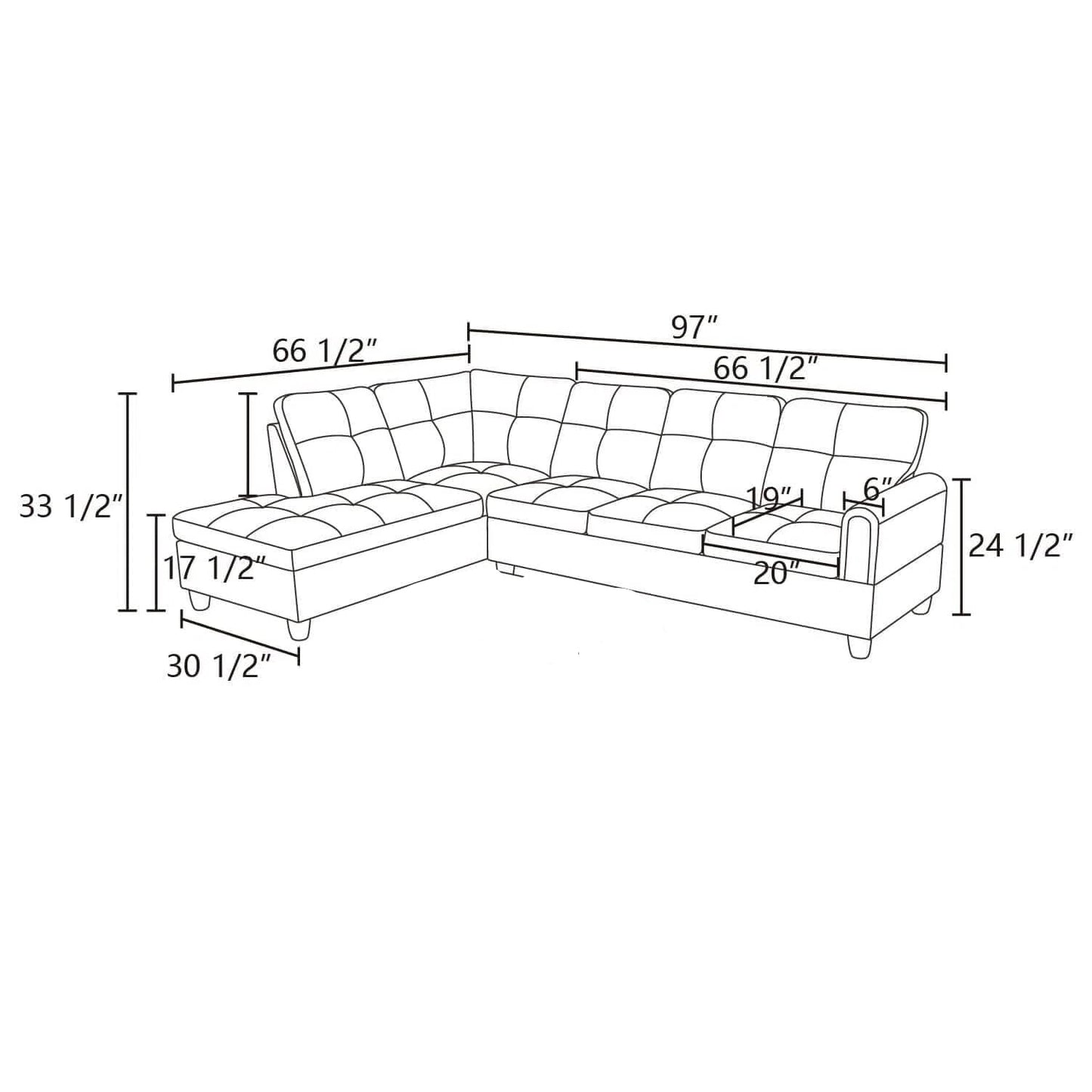 Trygoal L-Shaped Sectional Sofa, Modern 4-Seat Couch with Left Facing Chaise, Sectional Couch for Living Room, Apartment, Office, Chocolate