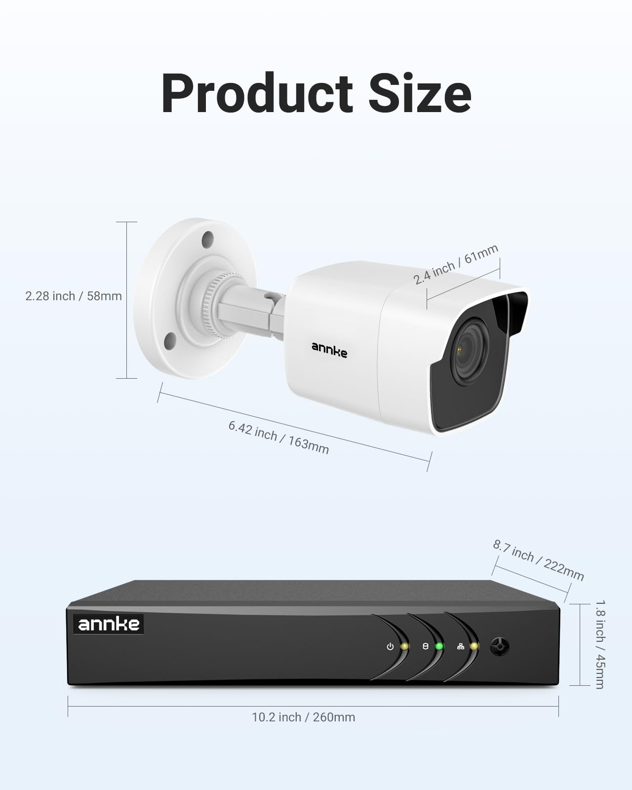 ANNKE 8 Channel 8 Camera Security System H.265+ DVR Recorder with 2TB HDD and 8X 5MP(2560TVL) Outdoor CCTV Bullet Cameras, IP67 Weatherproof,100ft Night Vision, Email Alert, Remote Access