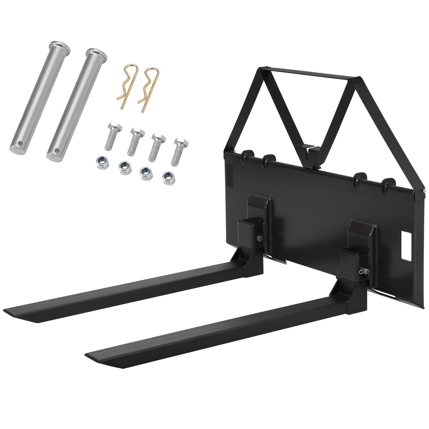 GarveeTech 46 in Skid Steer Pallet Forks, Heavy Duty 3200 LBS Capacity Skid Steer Forks Attachment for Tractors and Loaders, Quick Attach Mount, Black