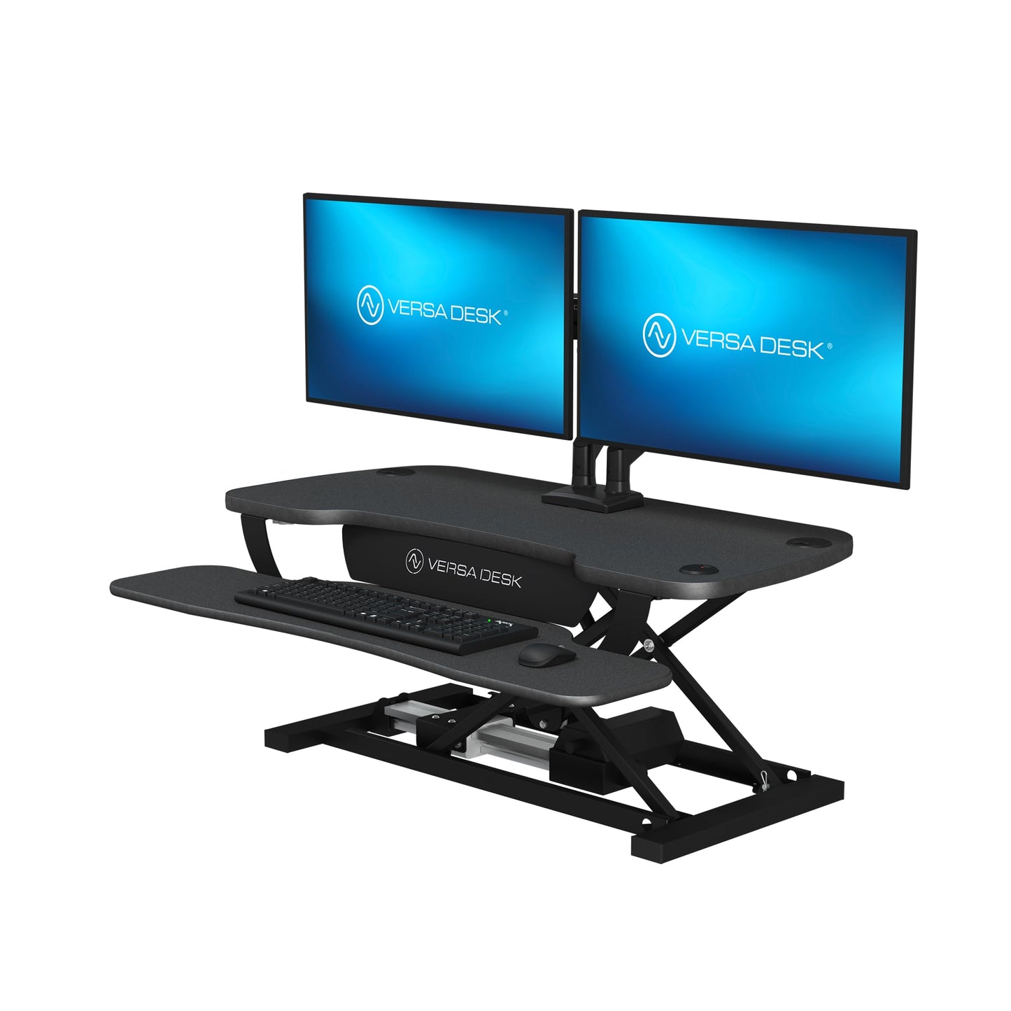 Power Pro Electric Height-Adjustable Desk Riser by VersaTables | USA Manufactured | Standing Desk Converter | Sit to Stand Desktop with Keyboard + Mouse Tray | 36"x 24" | Black