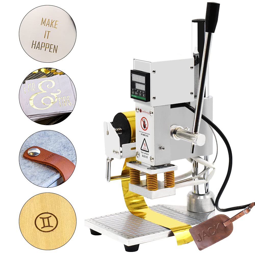 Upgraded Hot Foil Stamping Machine 5x7cm 110V Digital Embossing Machine Manual Tipper Stamper for Leather PU Paper Logo Embossing 1.97"x2.76"