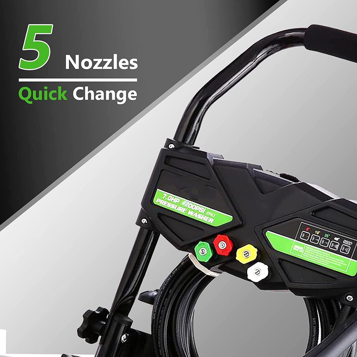 4200PSI Gas Pressure Washer, 2.8GPM Commercial Power Washer Gas Powered, 212cc 7.0 HP Engine,Includes 0.7L Soap Tank,5 QC Nozzles,25’ Hose,Car Wash Machine/Car/Driveway, EPA/CARB/ETLCompliant (Black)