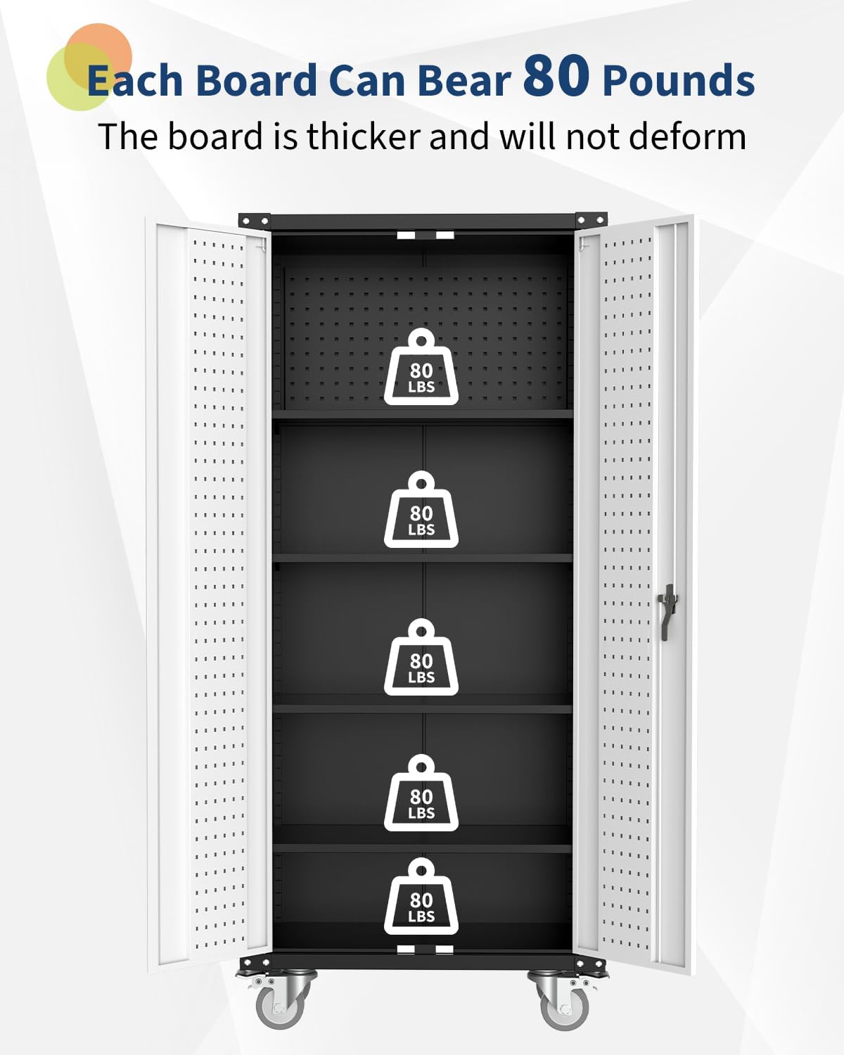 IDEALHOUSE Rolling Tool Cabinet with Lock, 72" Heavy Duty Steel Garage Storage, 4 Adjustable Shelves, Pegboard, Mobile Organizer for Tools, Workshop, Home, Industrial Steel Storage Cabinet On Wheels